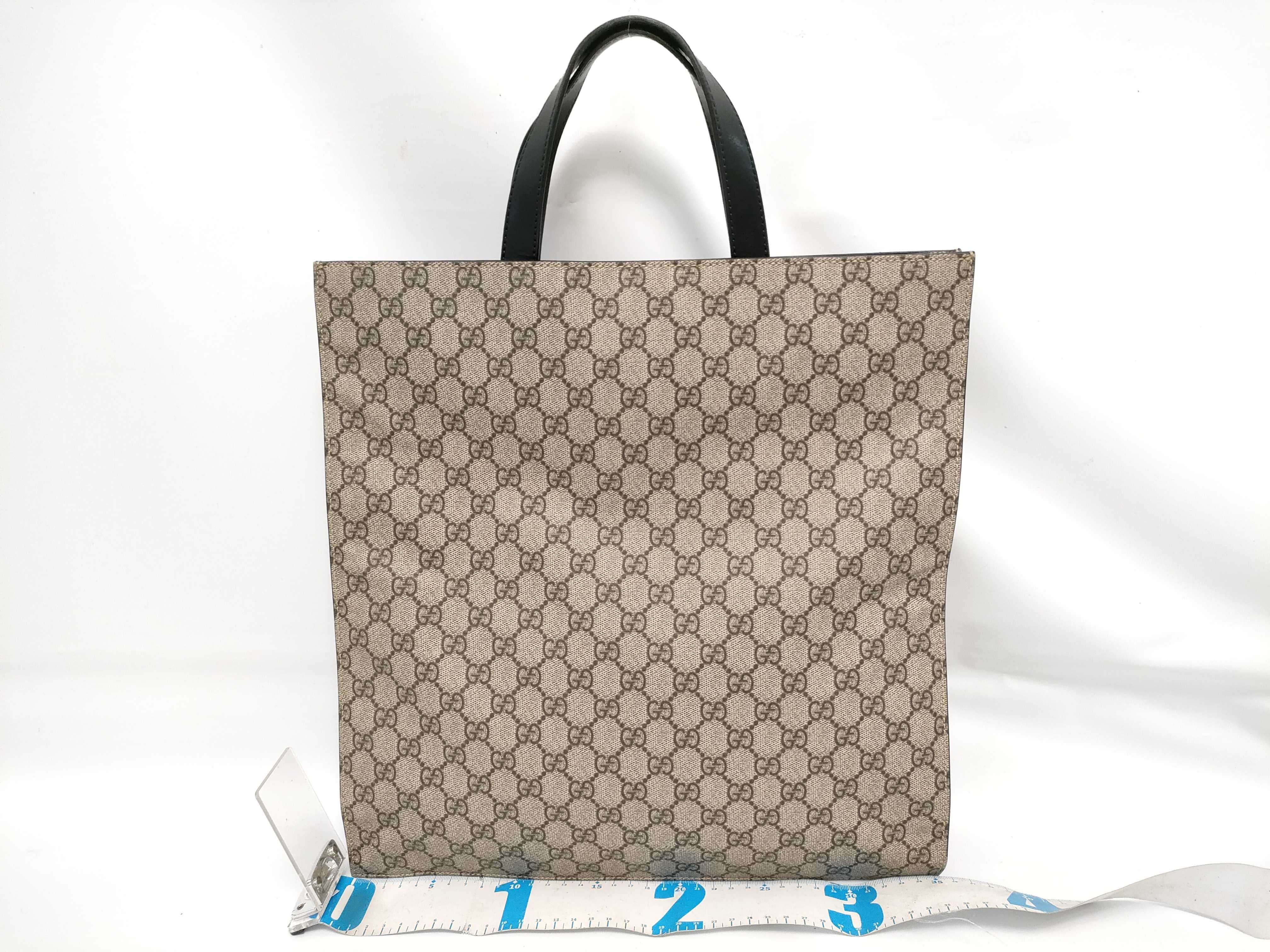 GG Supreme 456217 GG Supreme Tote Bag, Vertical Leather, Beige Tote Bag — view 2