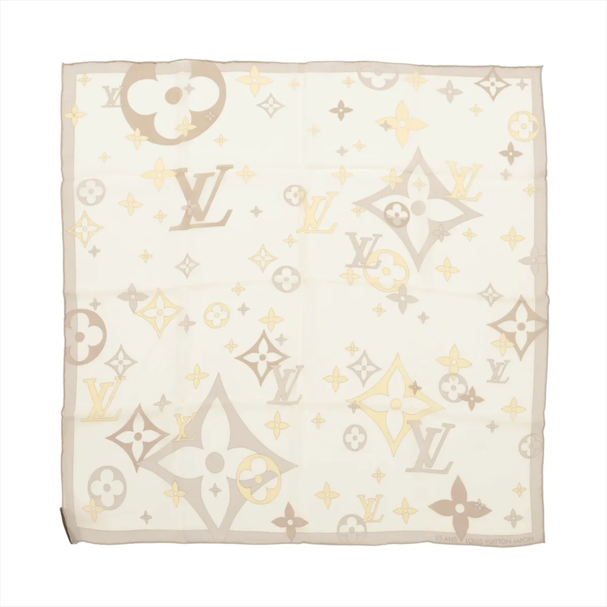 silk scarf, beige, with
