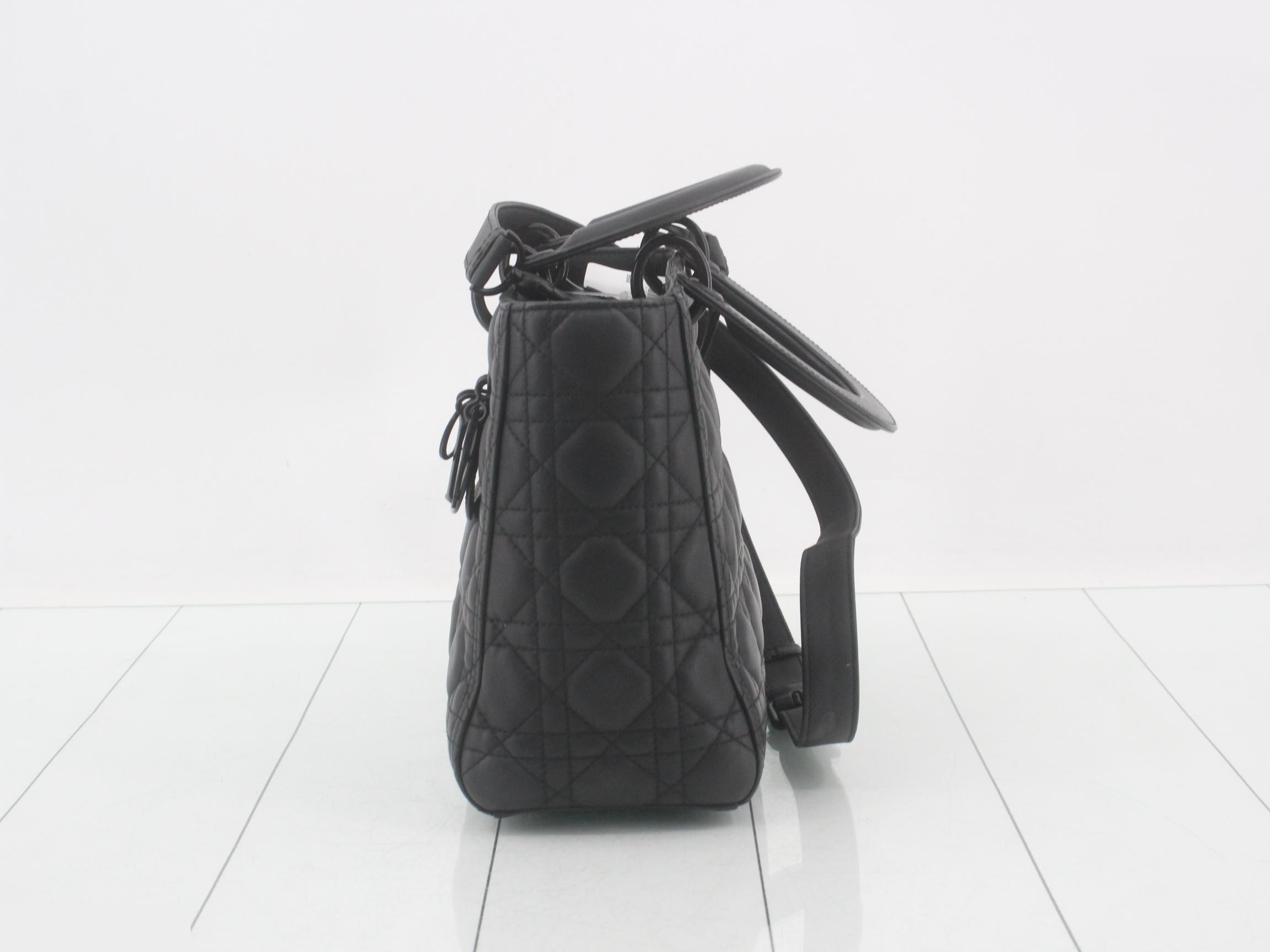 2-way Lady Dior Ultra Matte Black Shoulder Bag — view 3