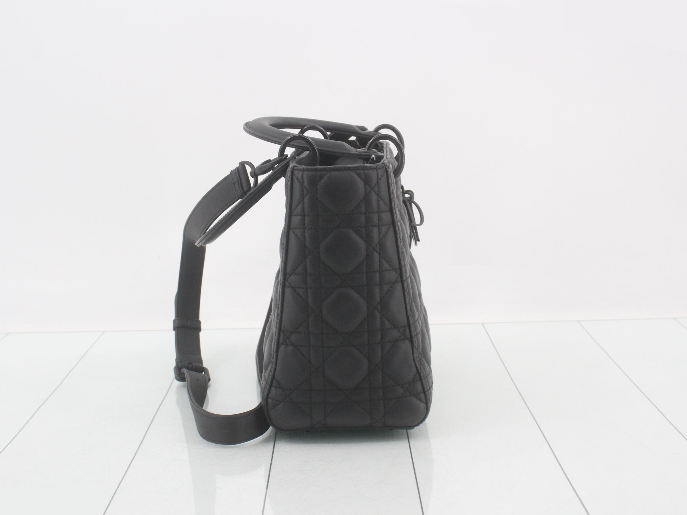 2-way Lady Dior Ultra Matte Black Shoulder Bag — view 4