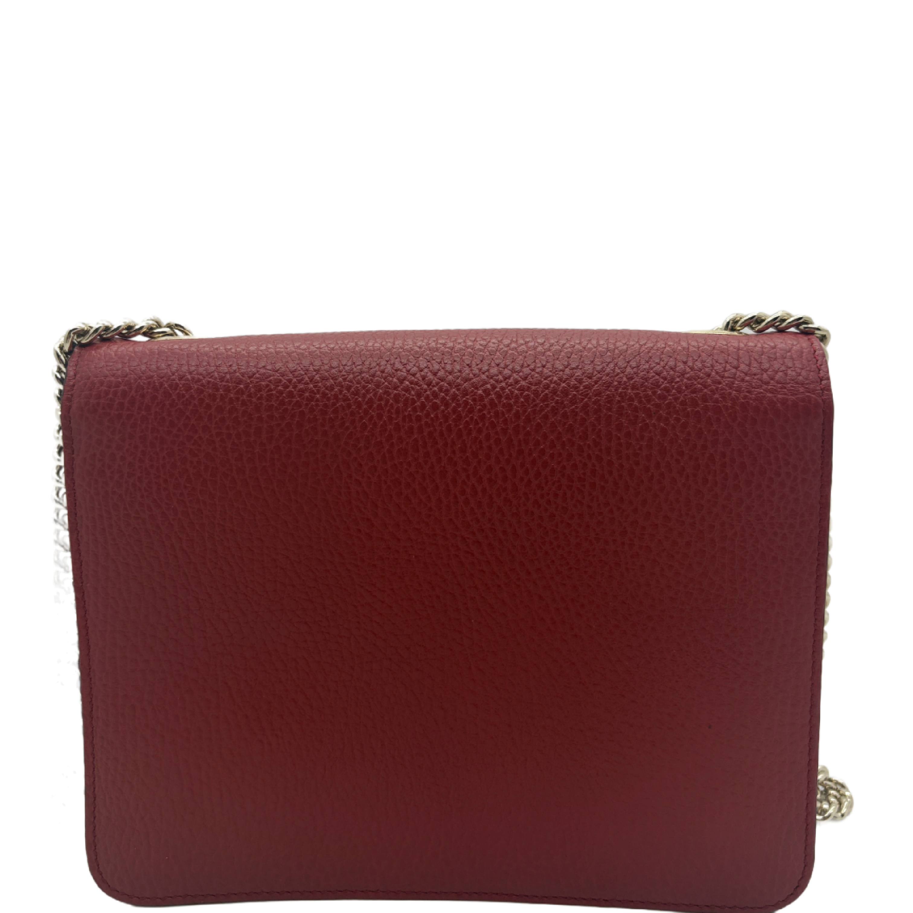 Interlocking G Leather Chain Shoulder Bag, Red. — view 2