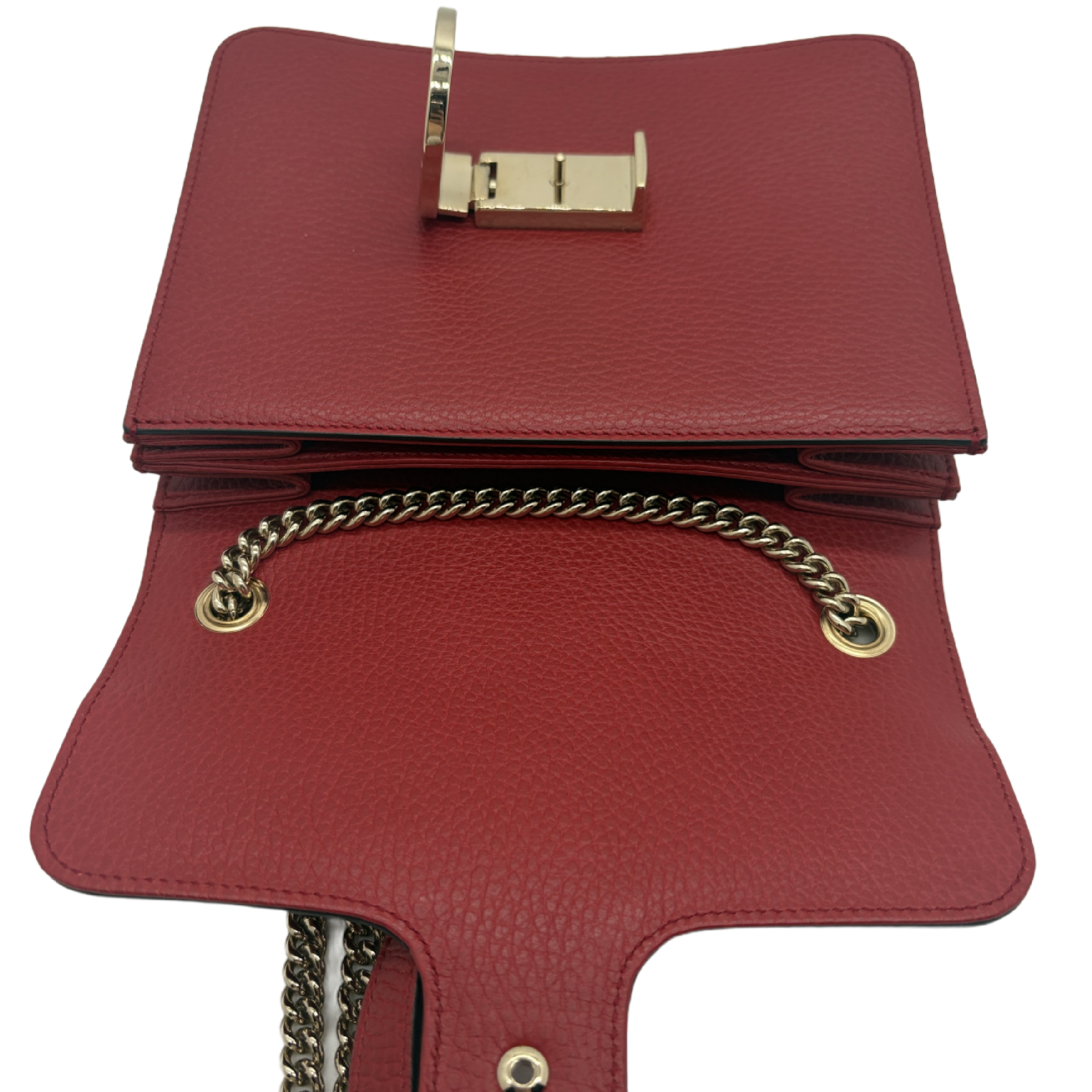 Interlocking G Leather Chain Shoulder Bag, Red. — view 12