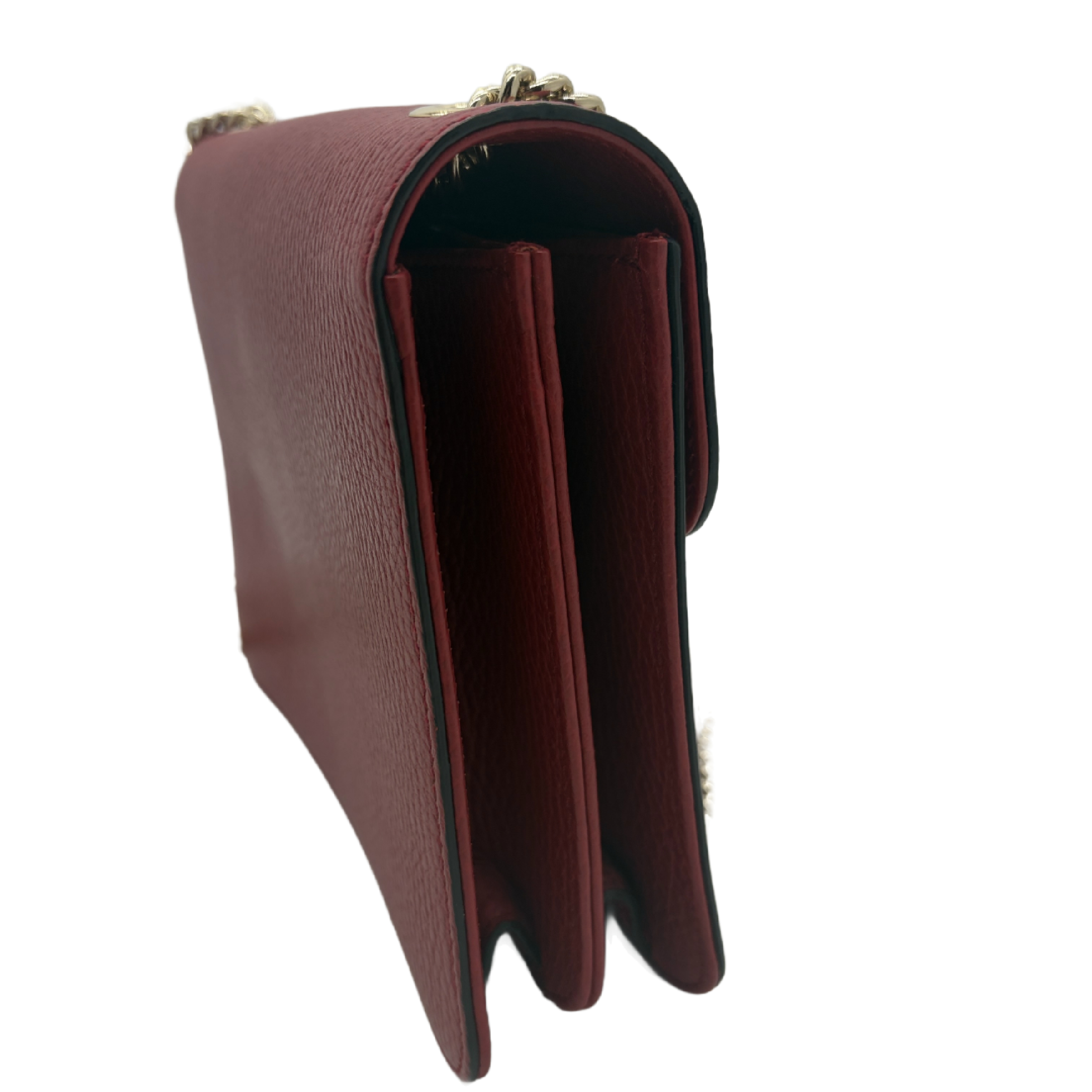 Interlocking G Leather Chain Shoulder Bag, Red. — view 3