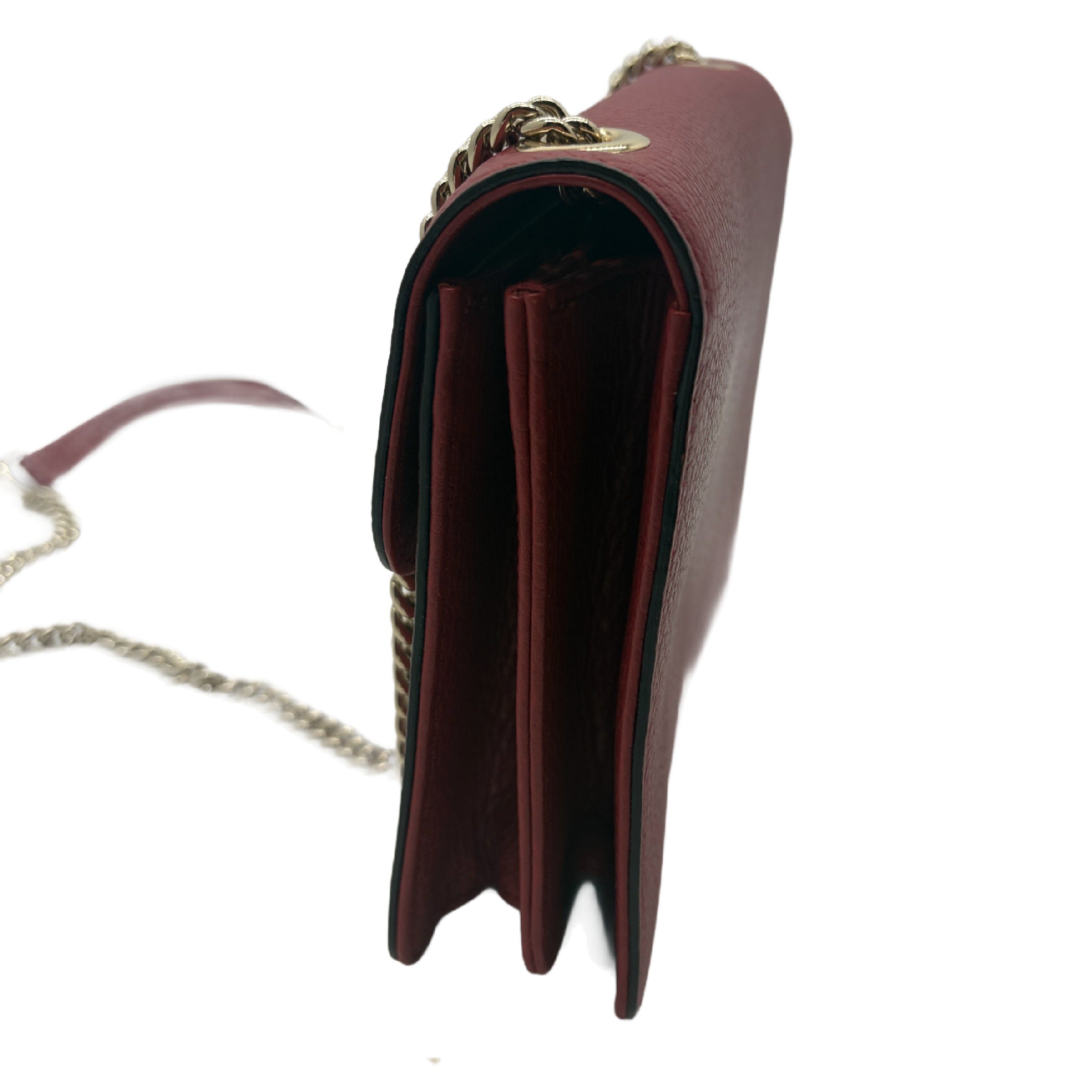 Interlocking G Leather Chain Shoulder Bag, Red. — view 4