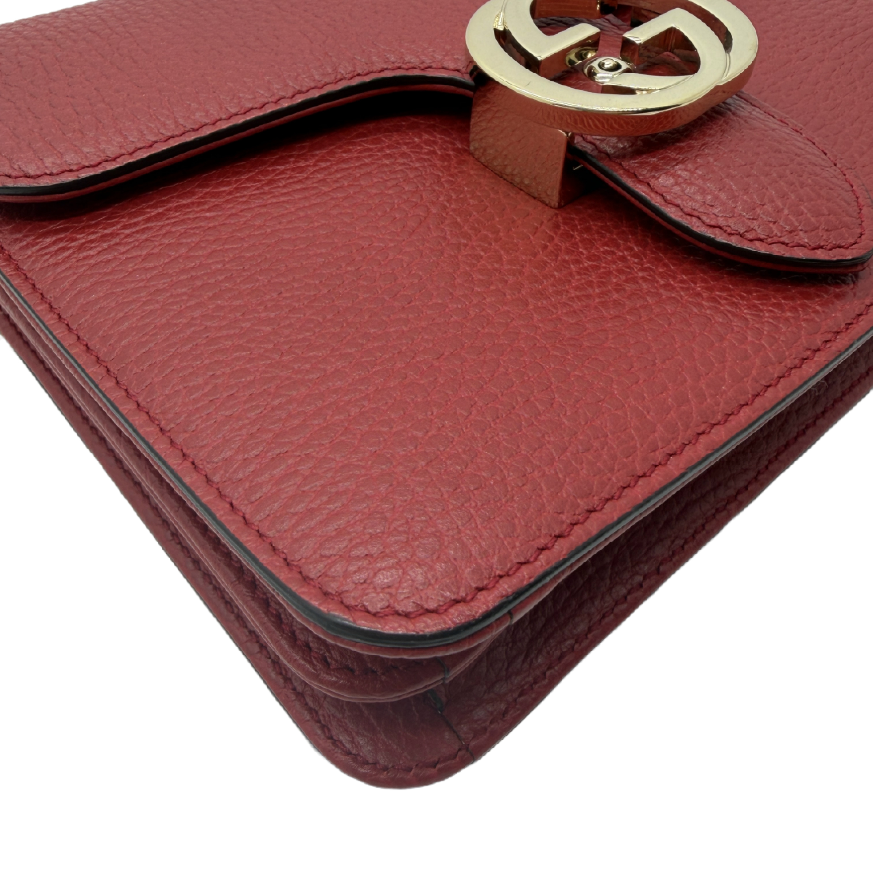 Interlocking G Leather Chain Shoulder Bag, Red. — view 5