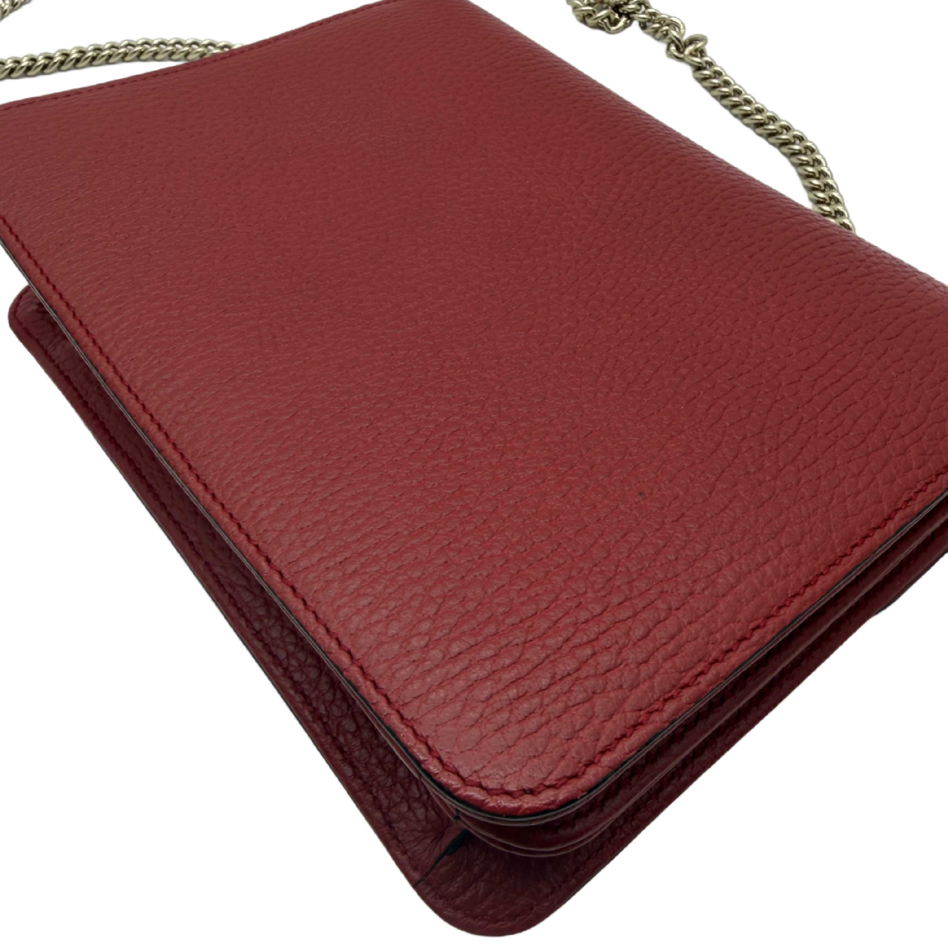 Interlocking G Leather Chain Shoulder Bag, Red. — view 10