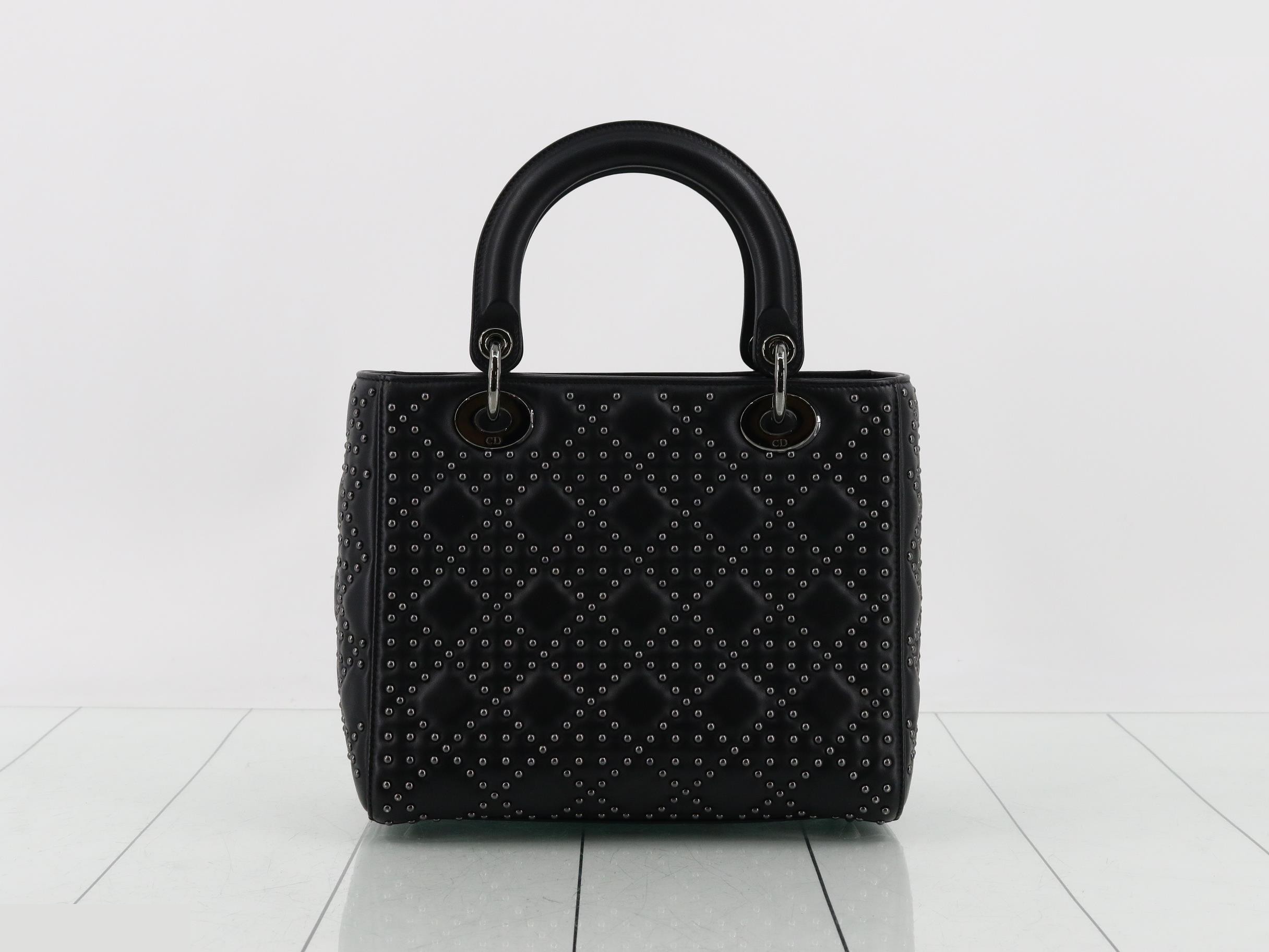 Lady Dior Cannage Lambskin Studded 2-Way Handbag — view 2