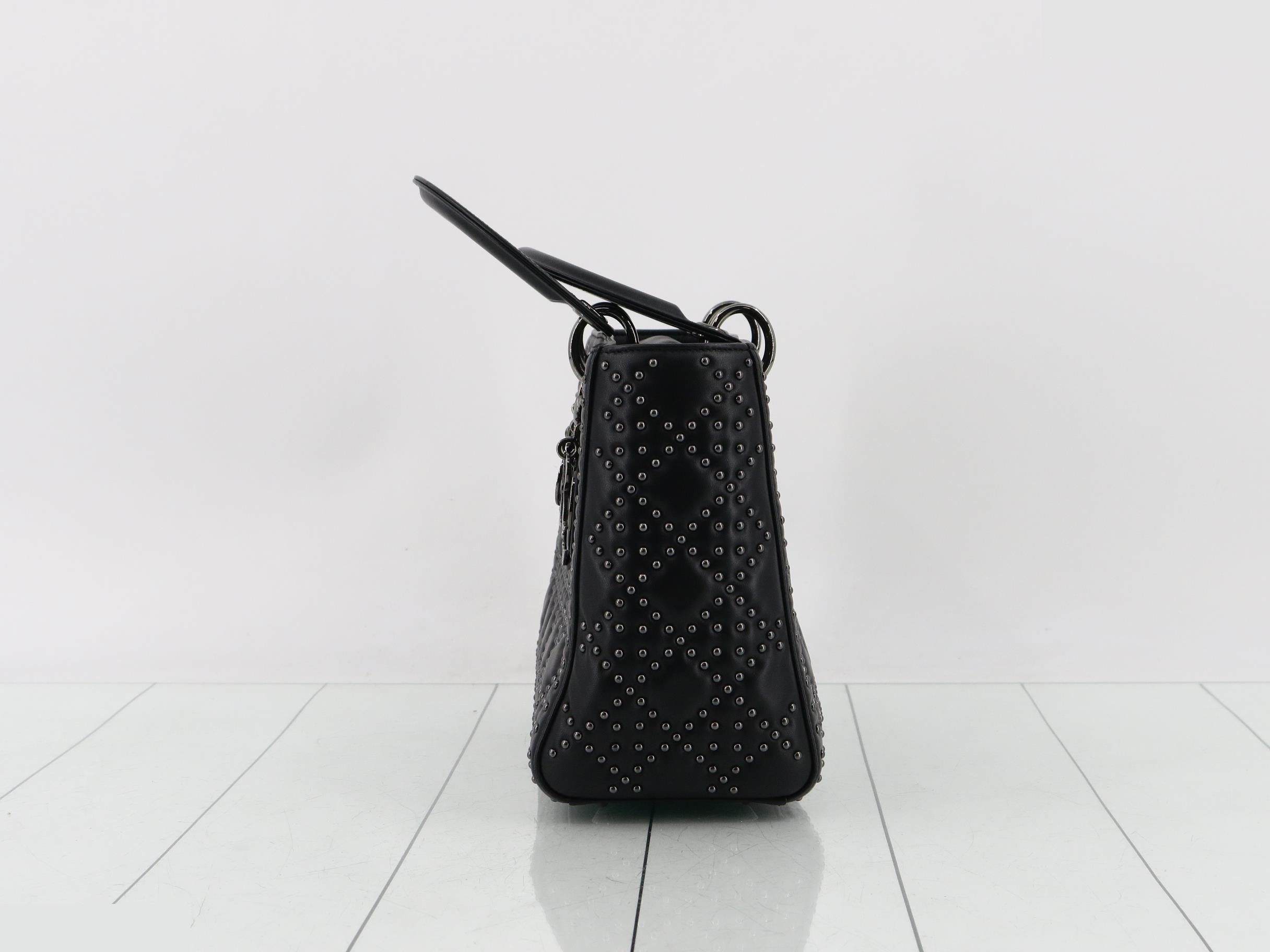 Lady Dior Cannage Lambskin Studded 2-Way Handbag — view 3