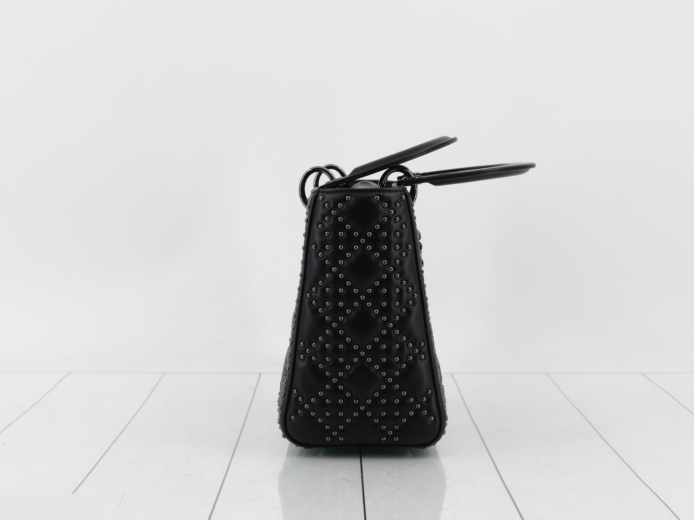 Lady Dior Cannage Lambskin Studded 2-Way Handbag — view 4