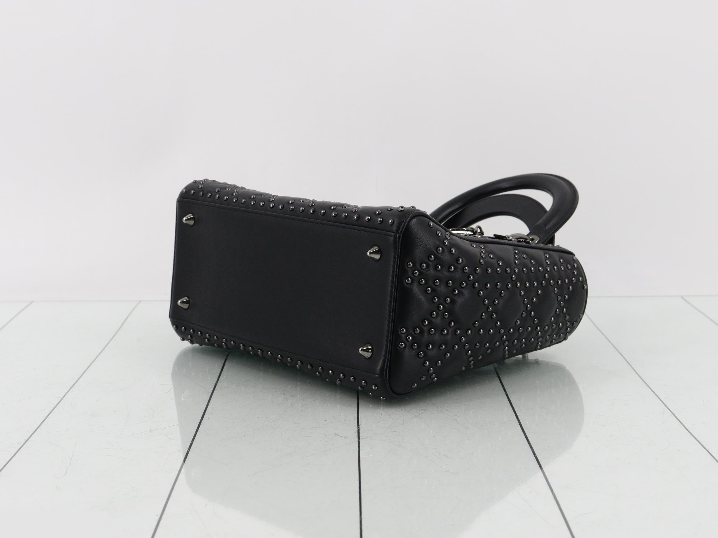 Lady Dior Cannage Lambskin Studded 2-Way Handbag — view 6