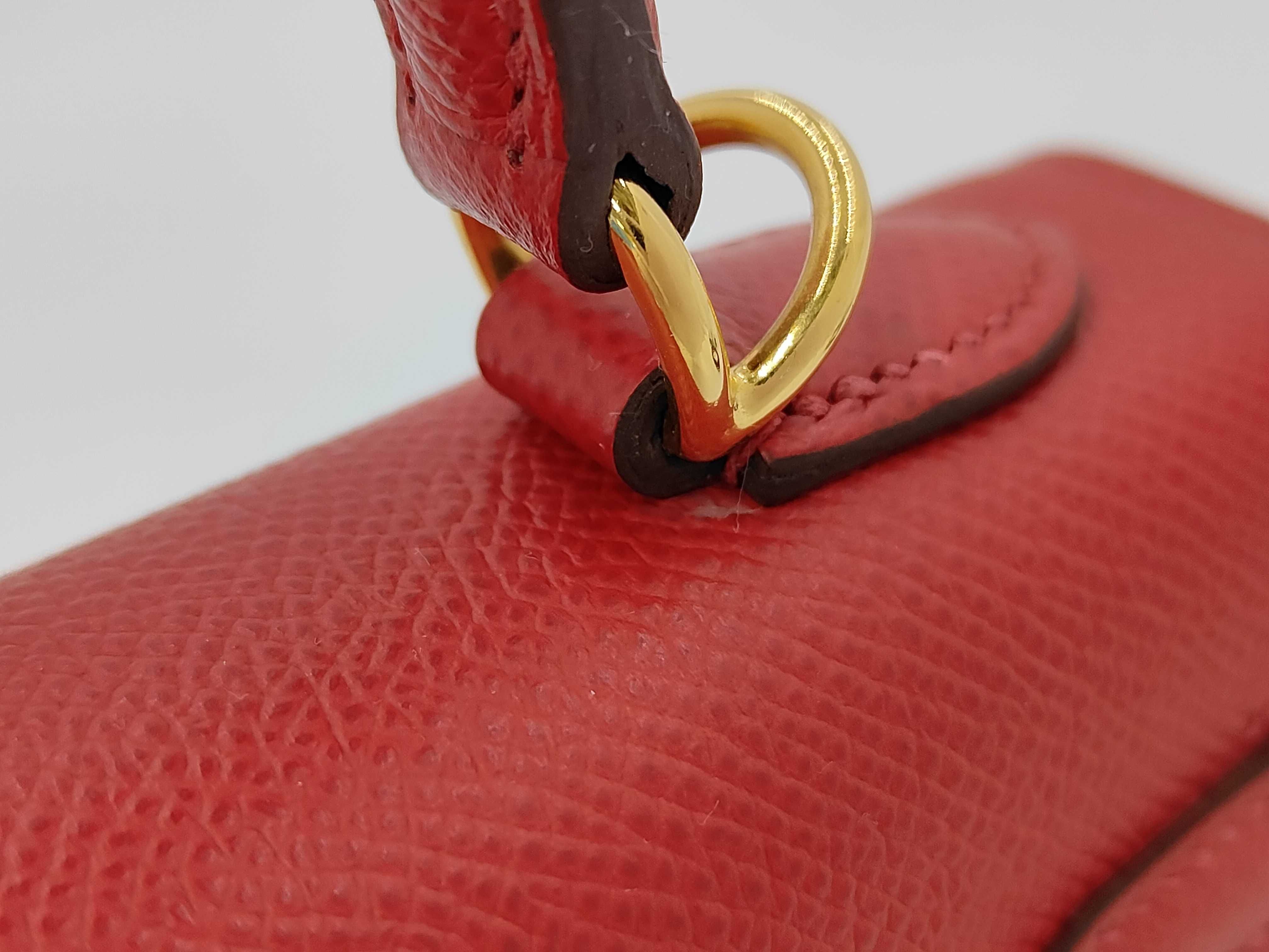 Kelly 25, Veau Epsom leather, Rouge Casaque, gold hardware, U stamp, handbag — view 3