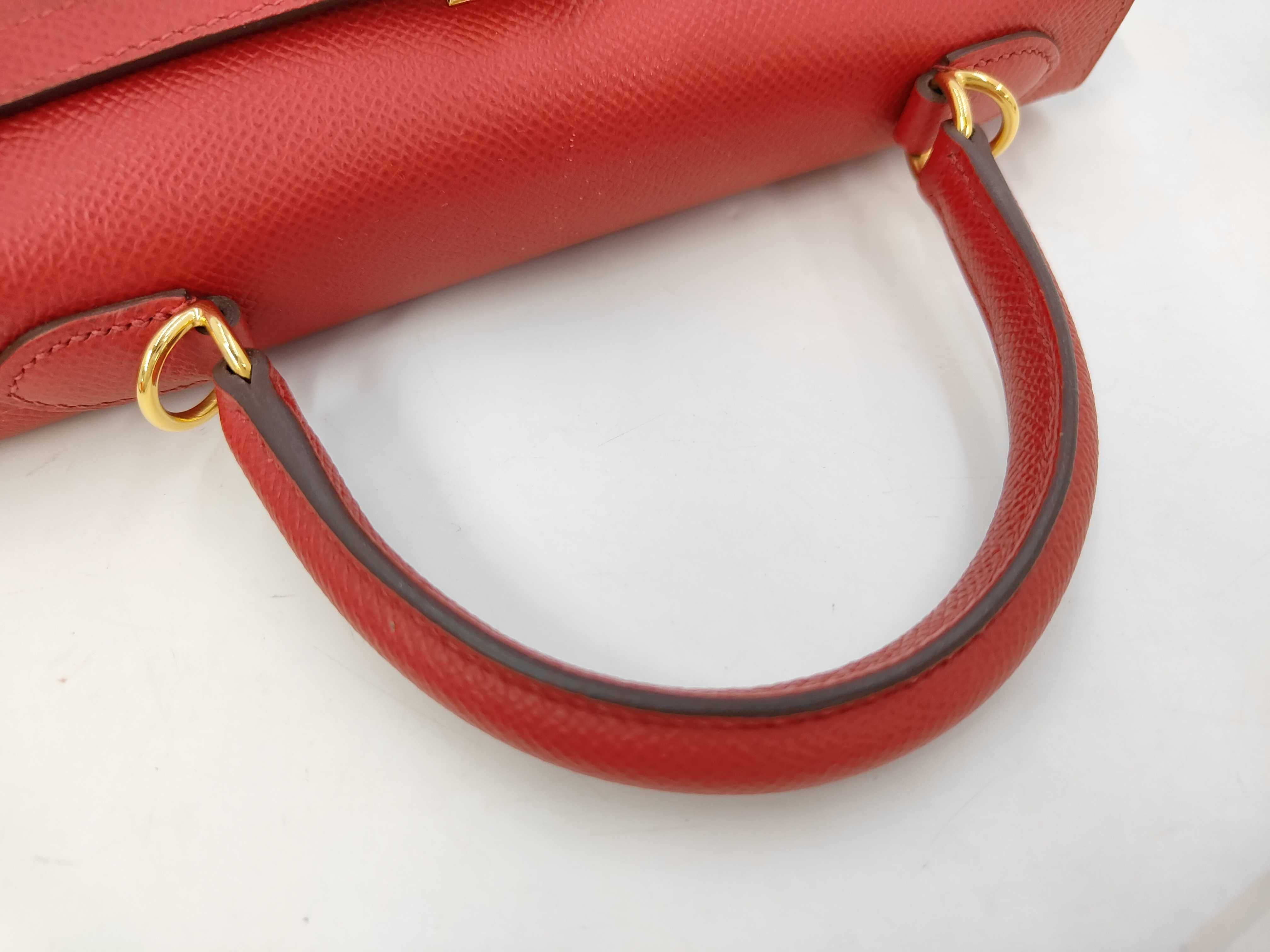 Kelly 25, Veau Epsom leather, Rouge Casaque, gold hardware, U stamp, handbag — view 4