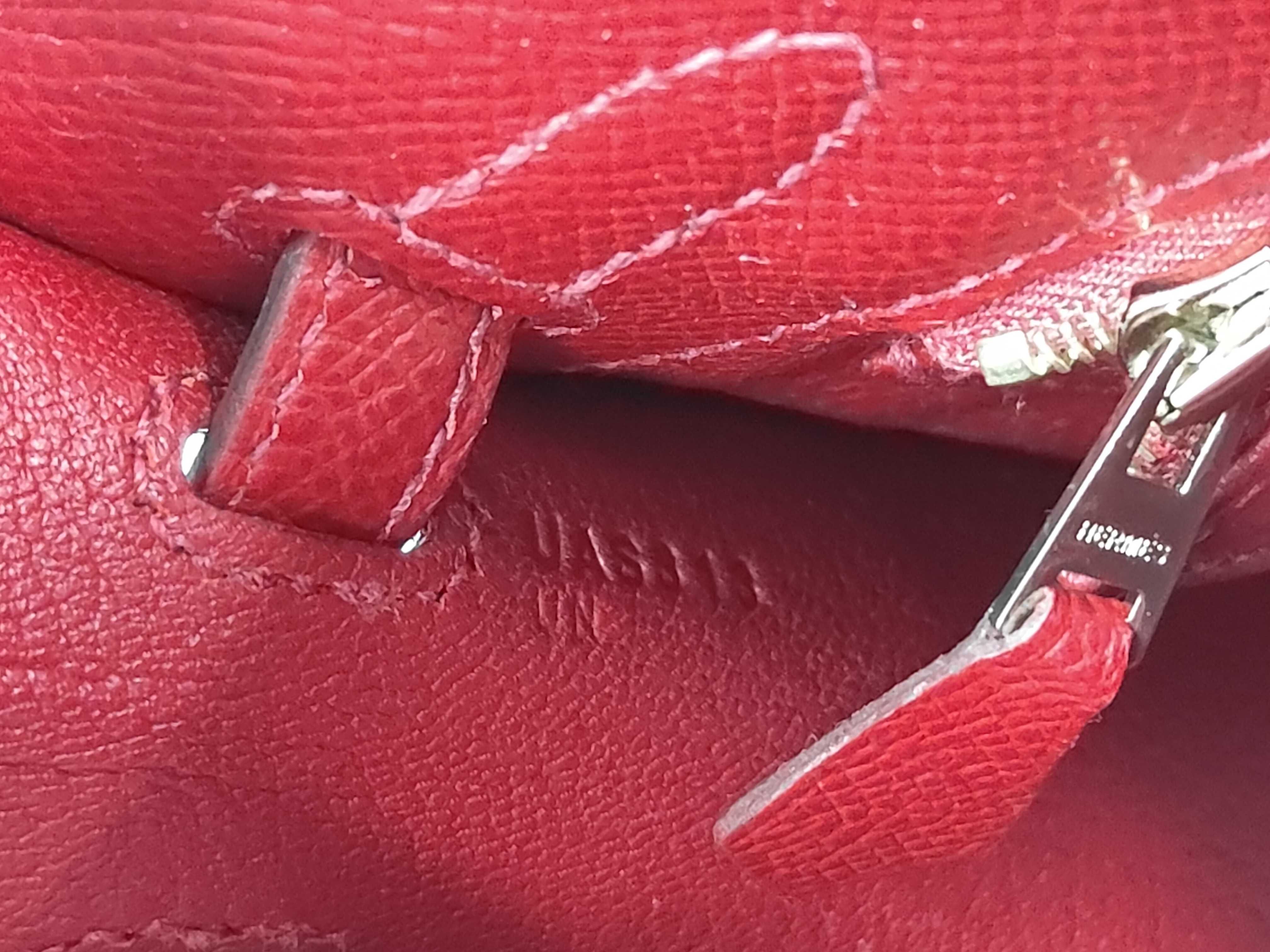 Kelly 25, Veau Epsom leather, Rouge Casaque, gold hardware, U stamp, handbag — view 10