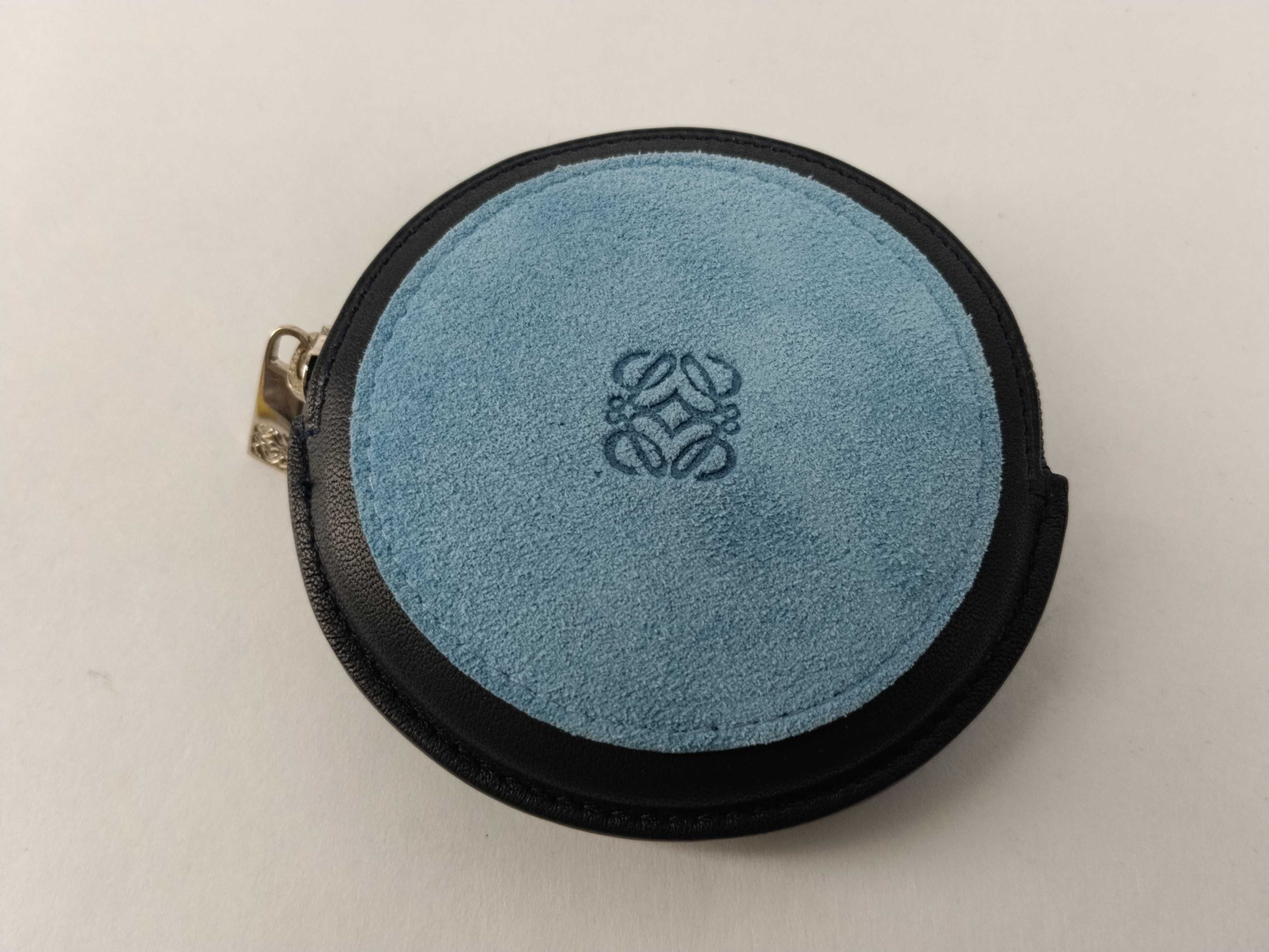 Anagram Blue Suede Leather Coin Case