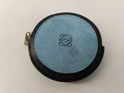 Anagram Blue Suede Leather Coin Case
