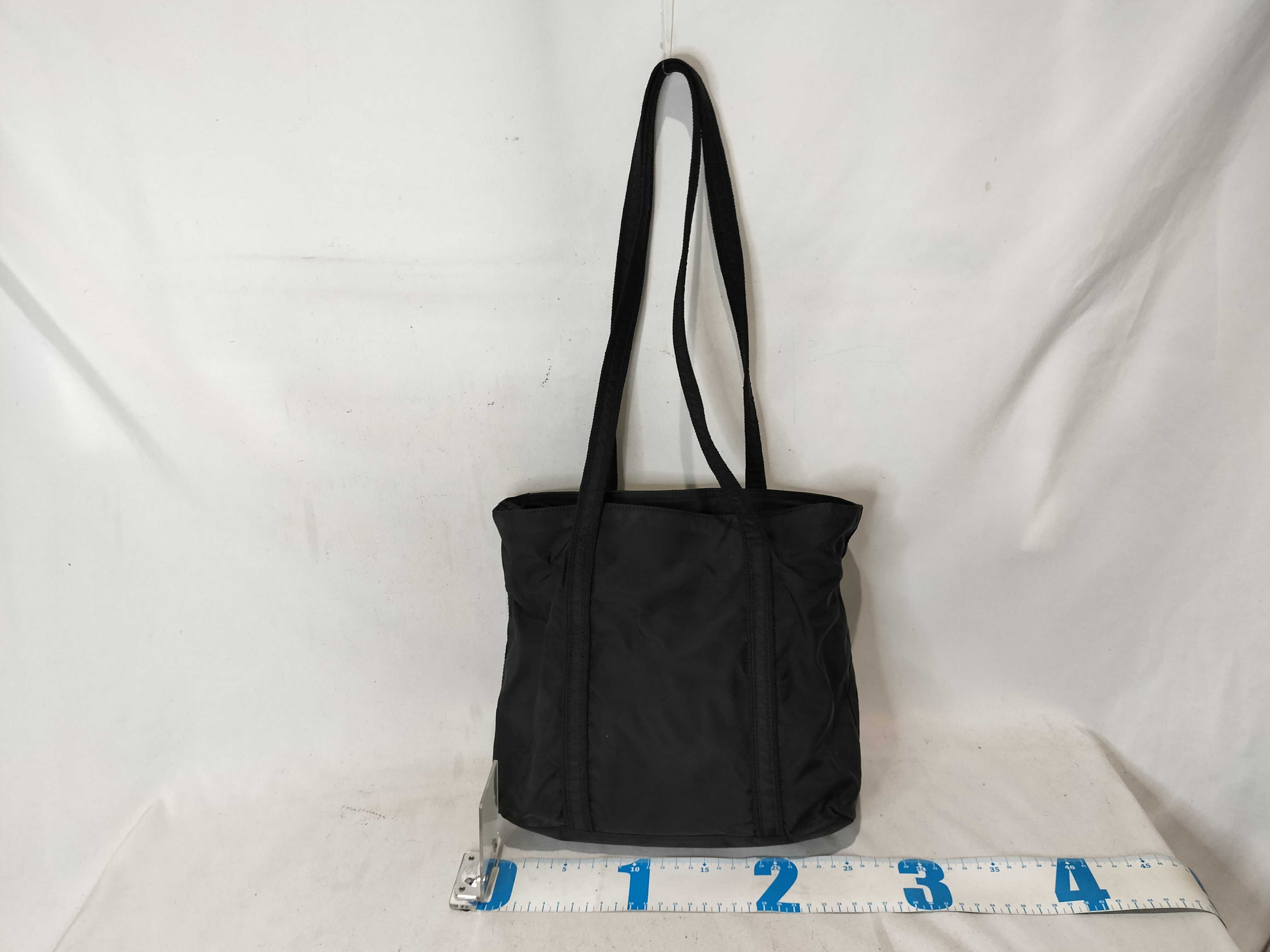 Nylon Tote Bag with Embroidery, Black Handbag — view 3