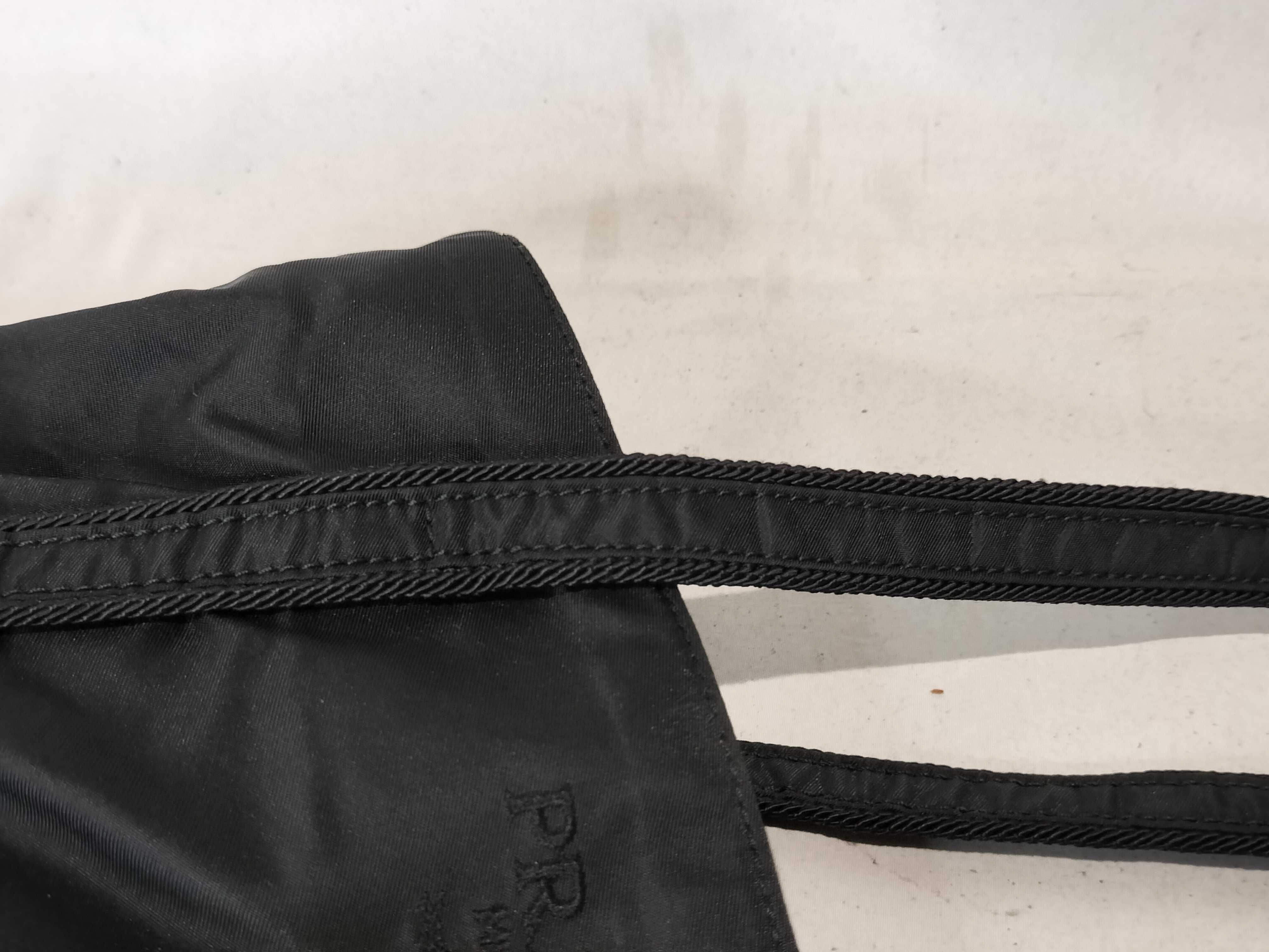 Nylon Tote Bag with Embroidery, Black Handbag — view 6