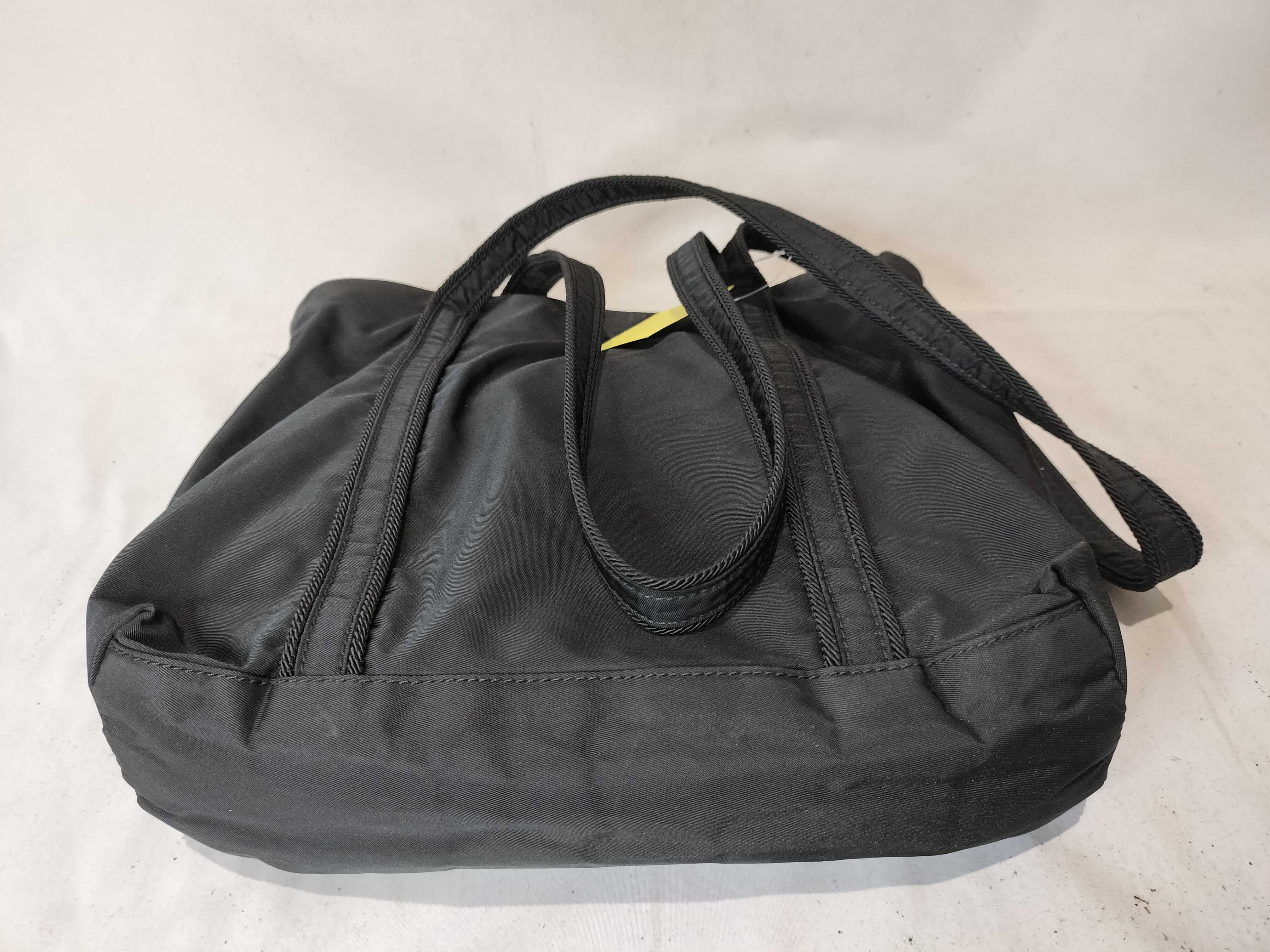 Nylon Tote Bag with Embroidery, Black Handbag — view 8