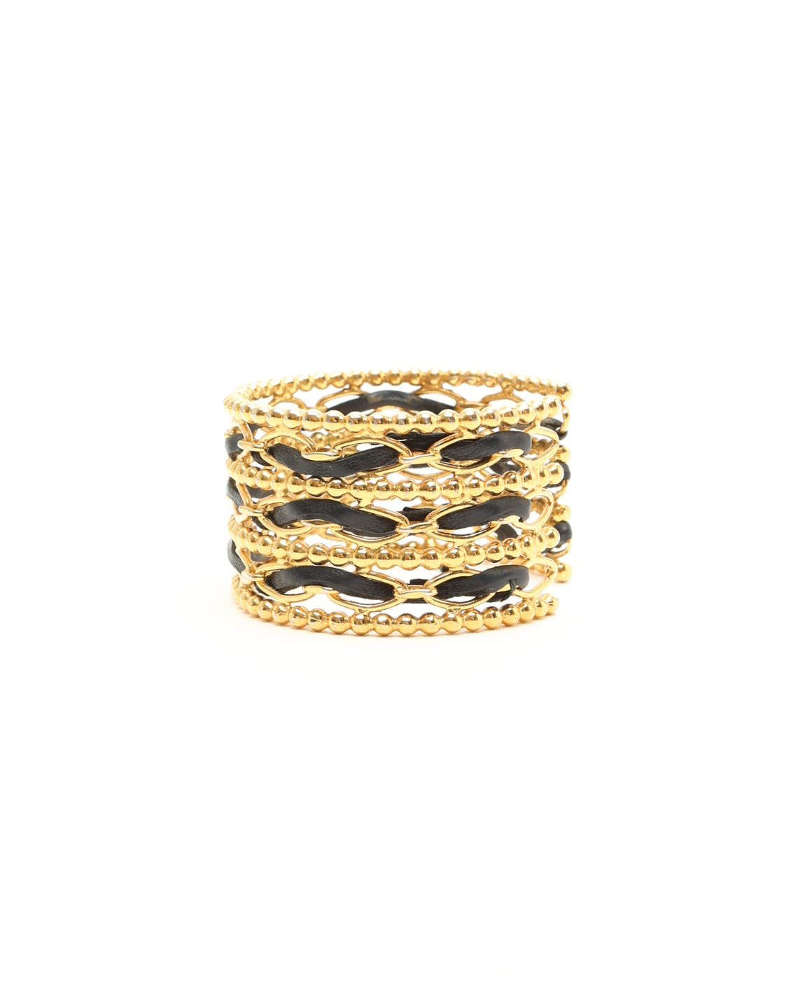 Vintage Woven Rolo Chain Cuff Bracelet, 1980s — view 2
