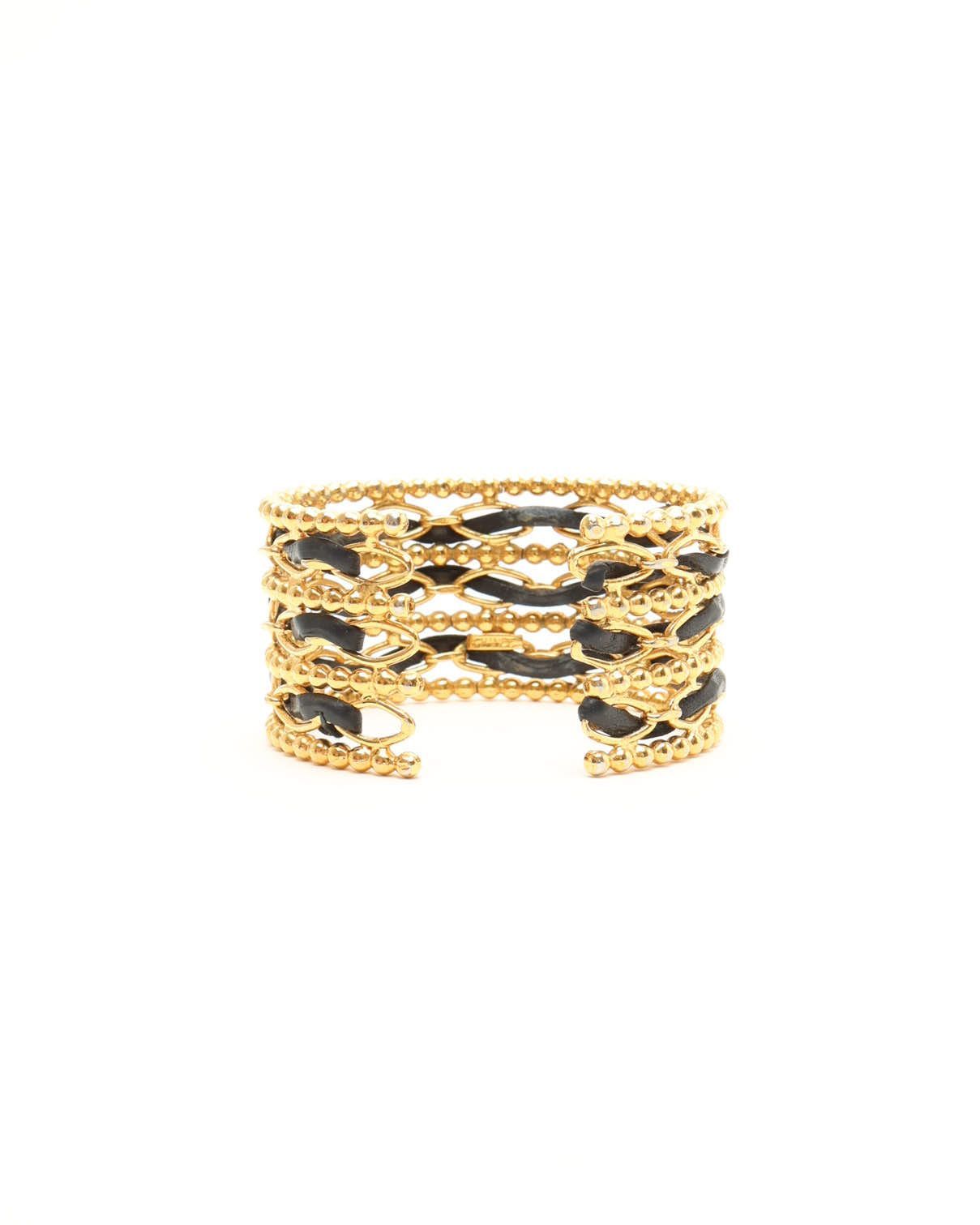 Vintage Woven Rolo Chain Cuff Bracelet, 1980s — view 3