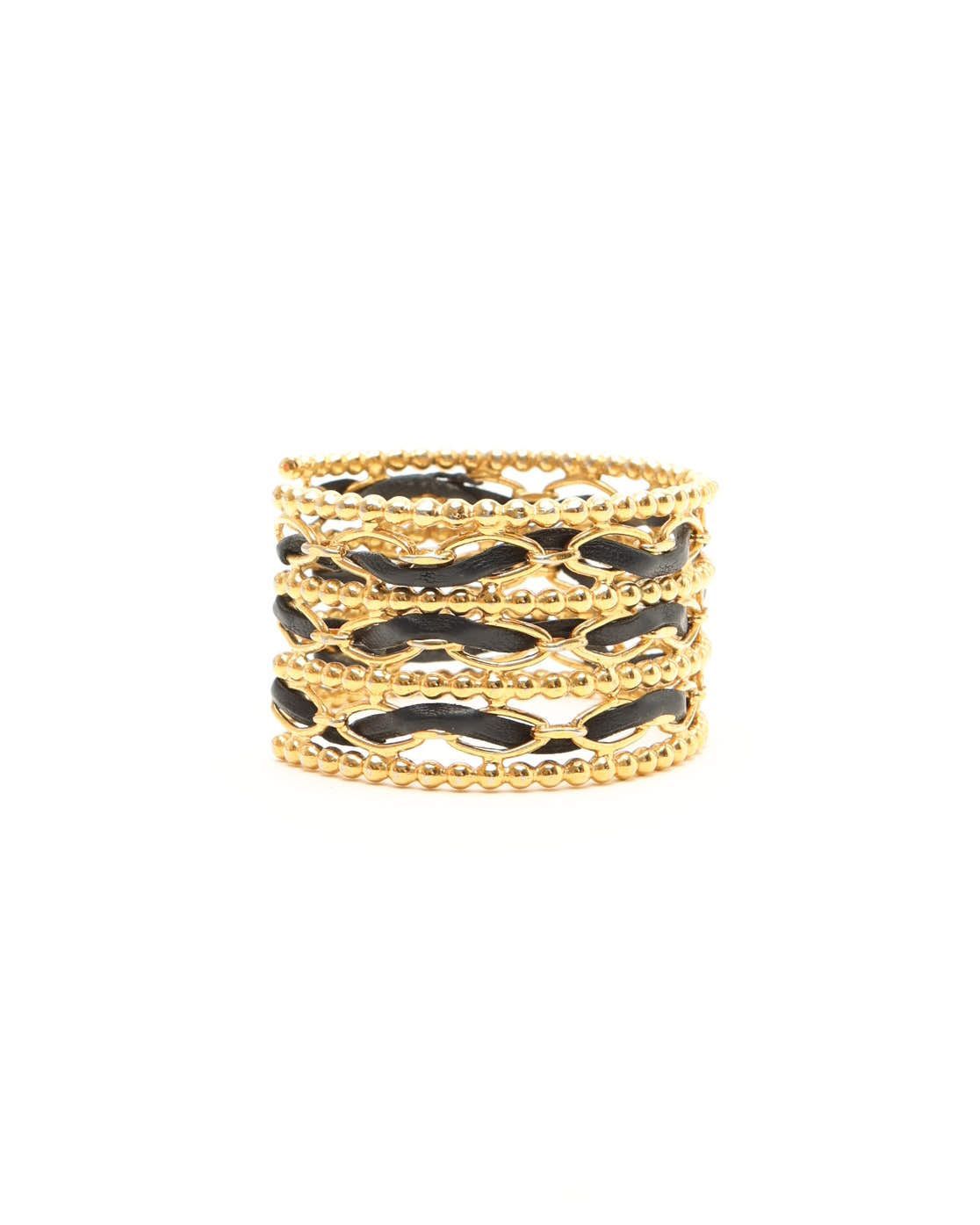 Vintage Woven Rolo Chain Cuff Bracelet, 1980s — view 4