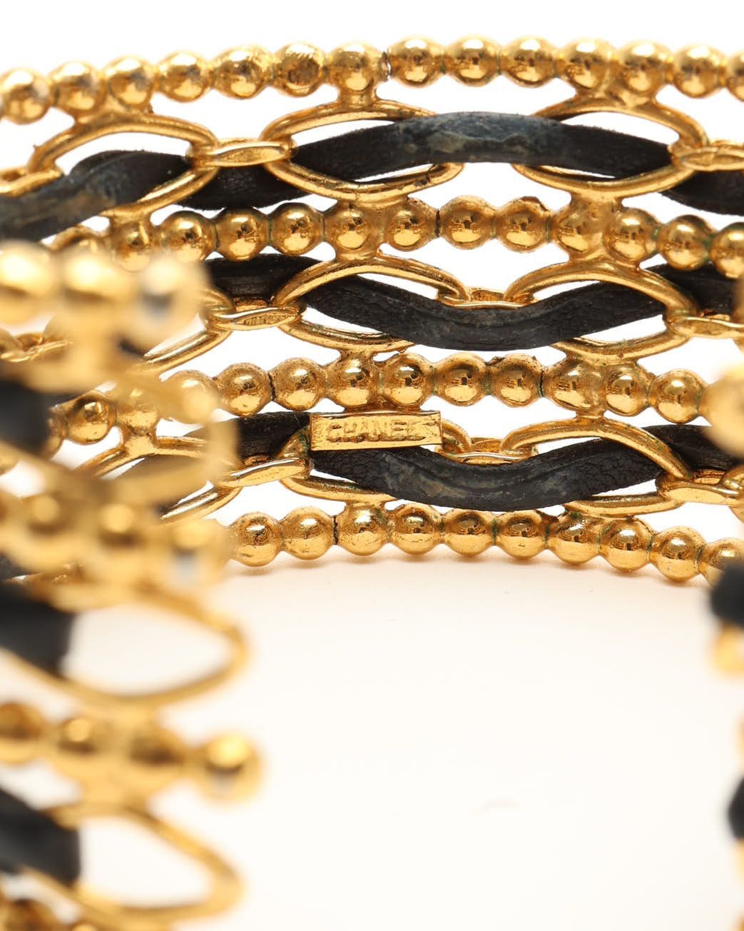 Vintage Woven Rolo Chain Cuff Bracelet, 1980s — view 5