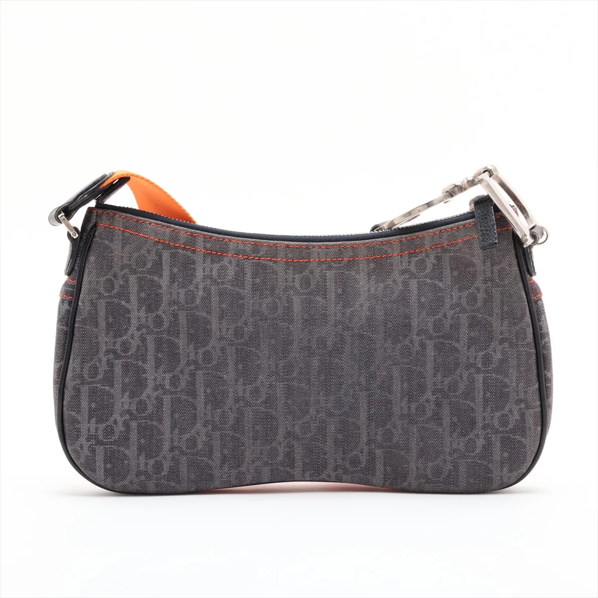 Trotter Flight Line Canvas x Leather Shoulder Bag, Navy x Orange — view 2