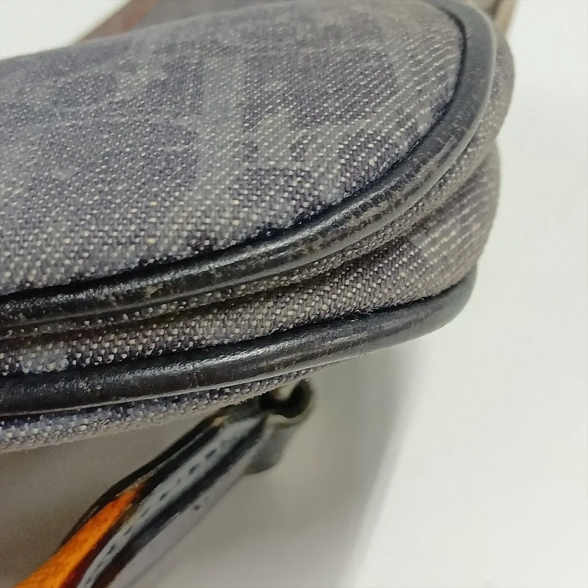 Trotter Flight Line Canvas x Leather Shoulder Bag, Navy x Orange — view 15