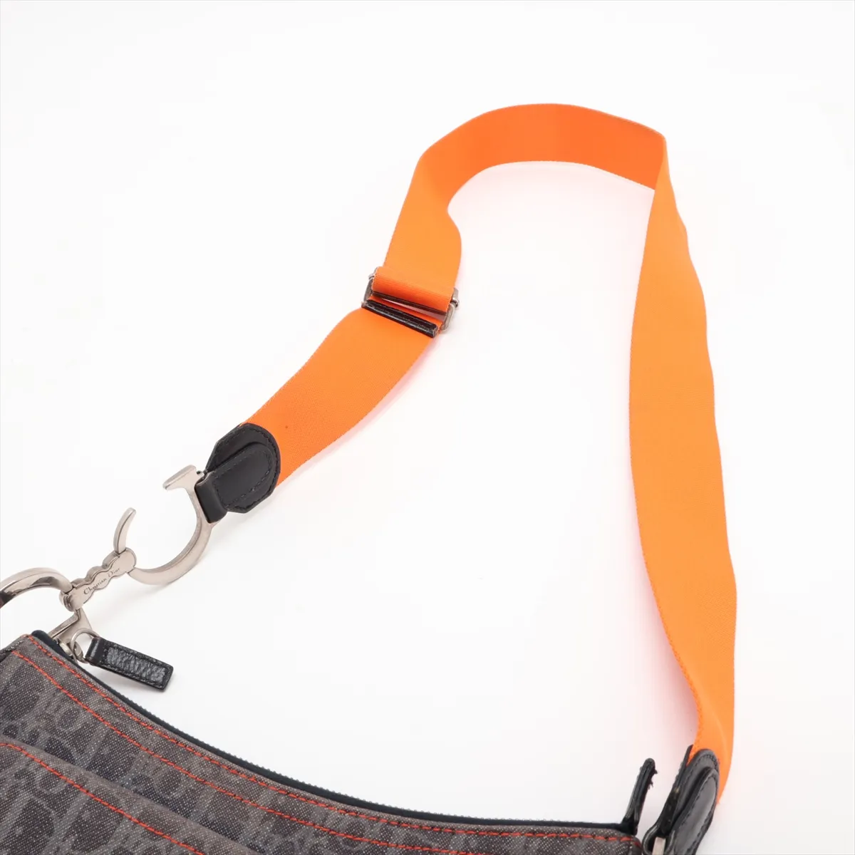 Trotter Flight Line Canvas x Leather Shoulder Bag, Navy x Orange — view 5