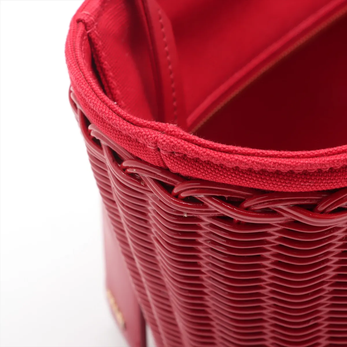 Wicker Rattan x Canvas 2WAY Handbag Red — view 11
