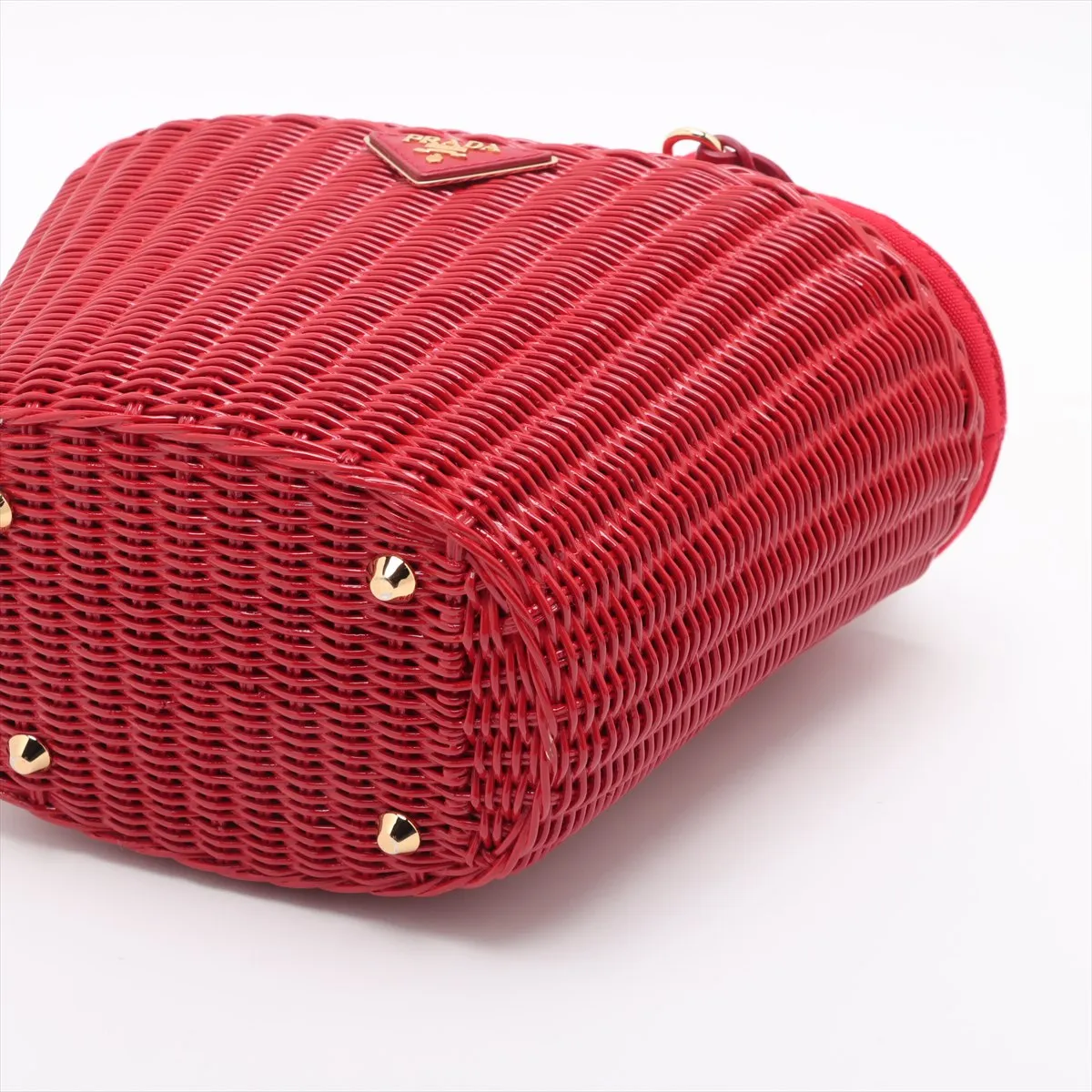 Wicker Rattan x Canvas 2WAY Handbag Red — view 3
