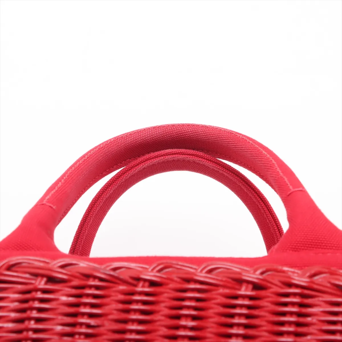 Wicker Rattan x Canvas 2WAY Handbag Red — view 6