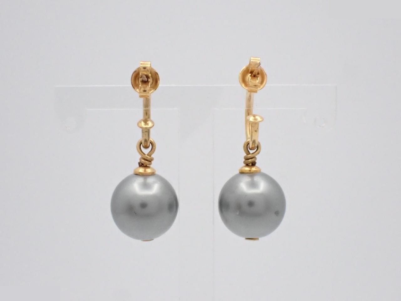 Coco Mark Earrings, Gold Plated, Faux Pearl — view 2