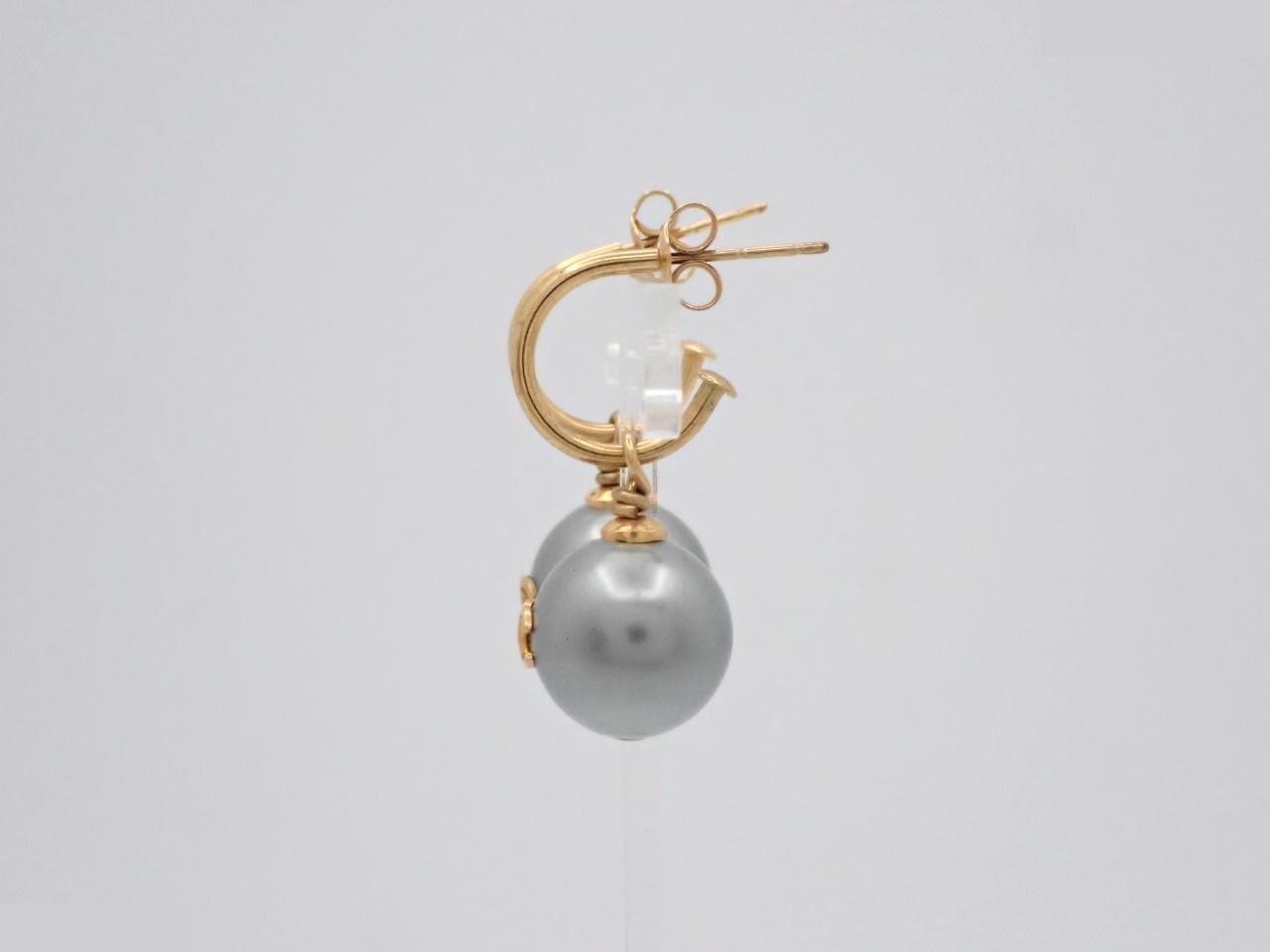 Coco Mark Earrings, Gold Plated, Faux Pearl — view 3