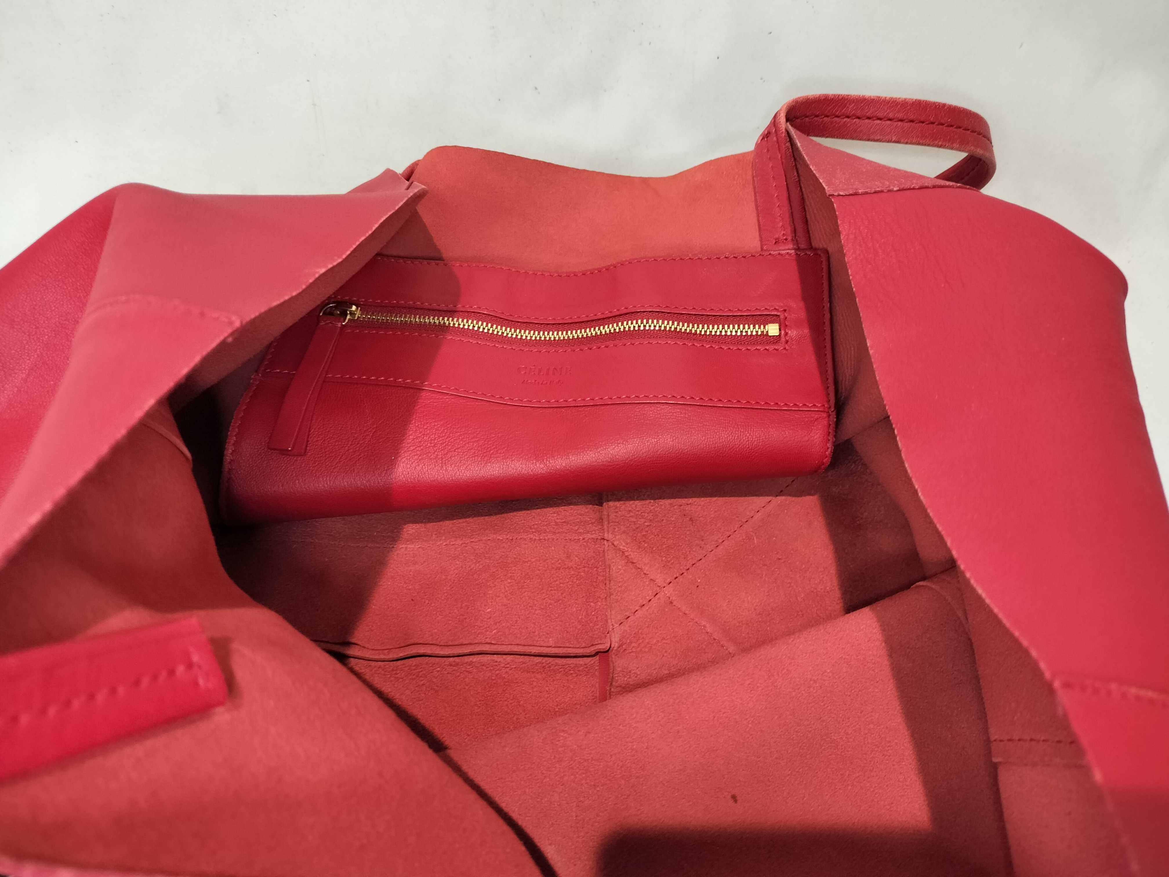 Horizontal Cabas Leather Tote Bag, Red Handbag — view 9