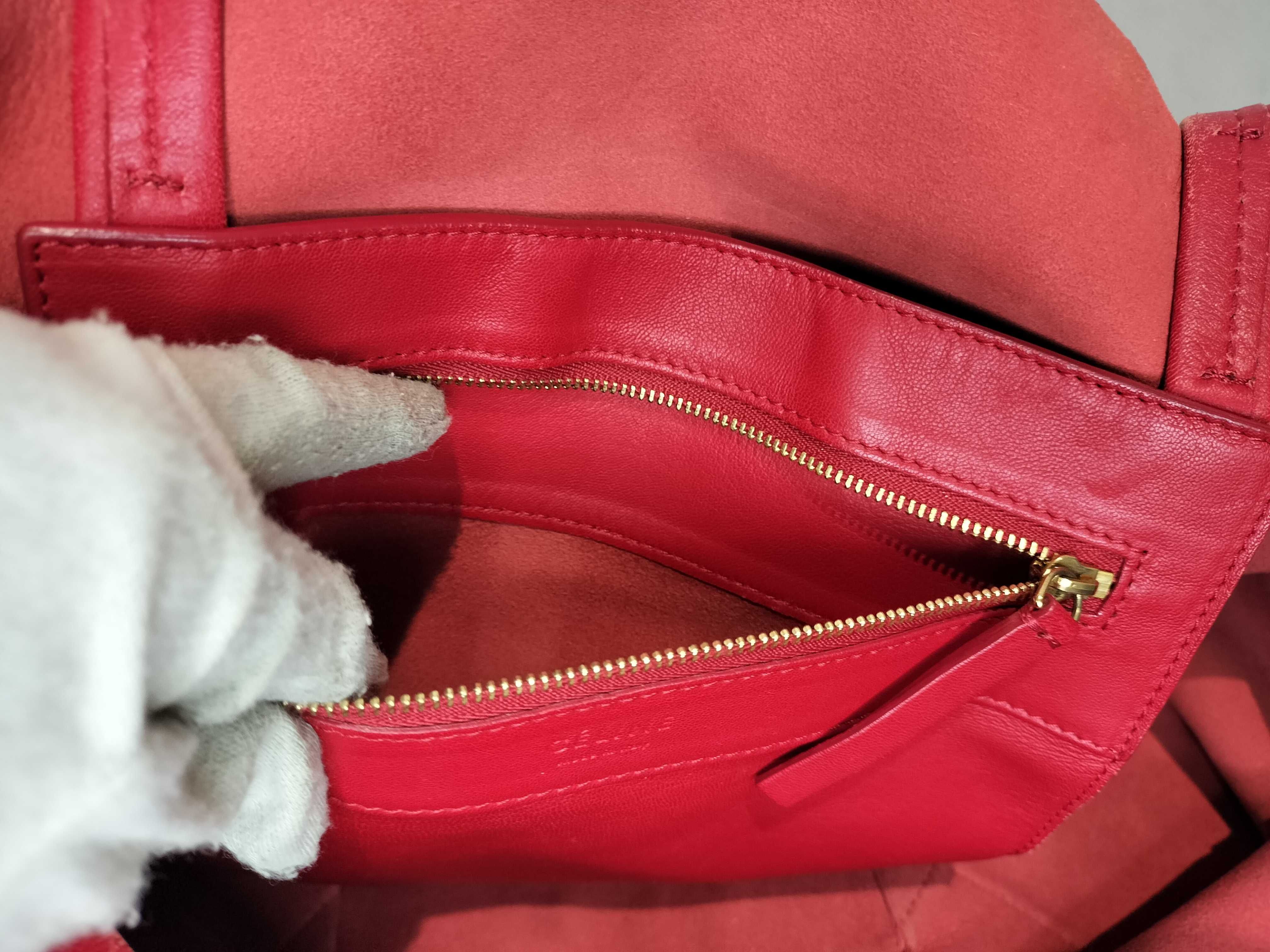 Horizontal Cabas Leather Tote Bag, Red Handbag — view 10