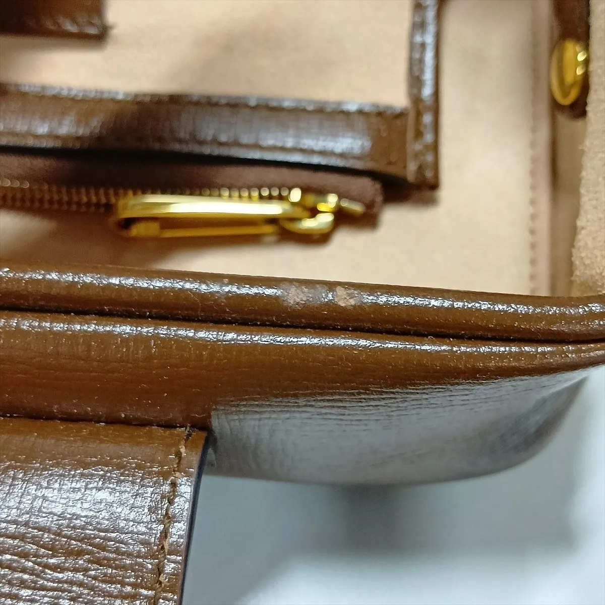 GG Supreme 614368 PVC x Leather Shoulder Bag, Beige x Brown — view 11