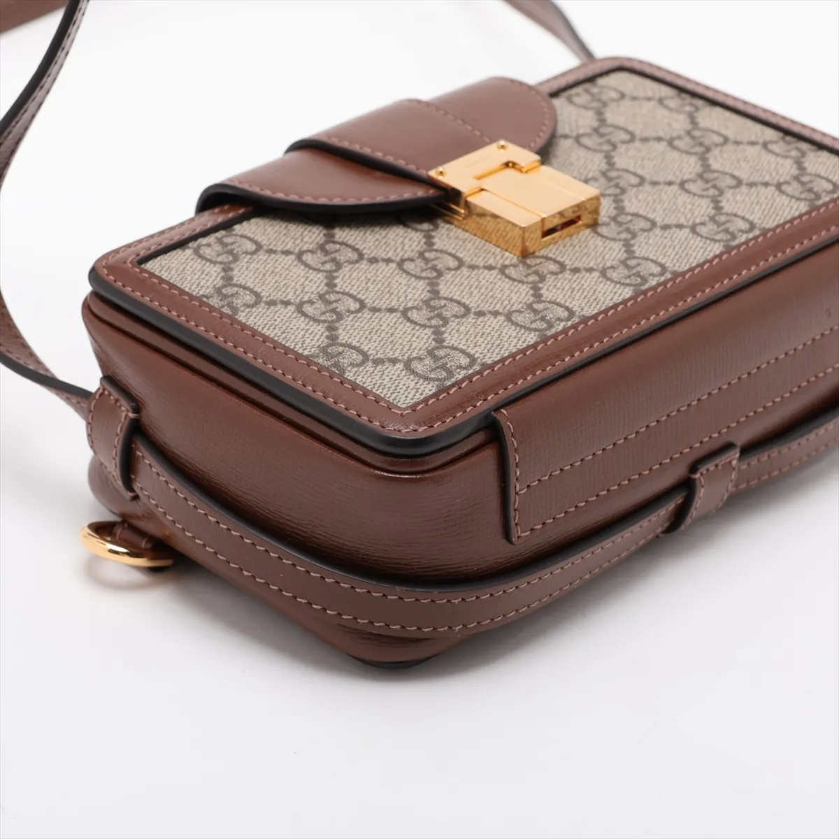 GG Supreme 614368 PVC x Leather Shoulder Bag, Beige x Brown — view 4