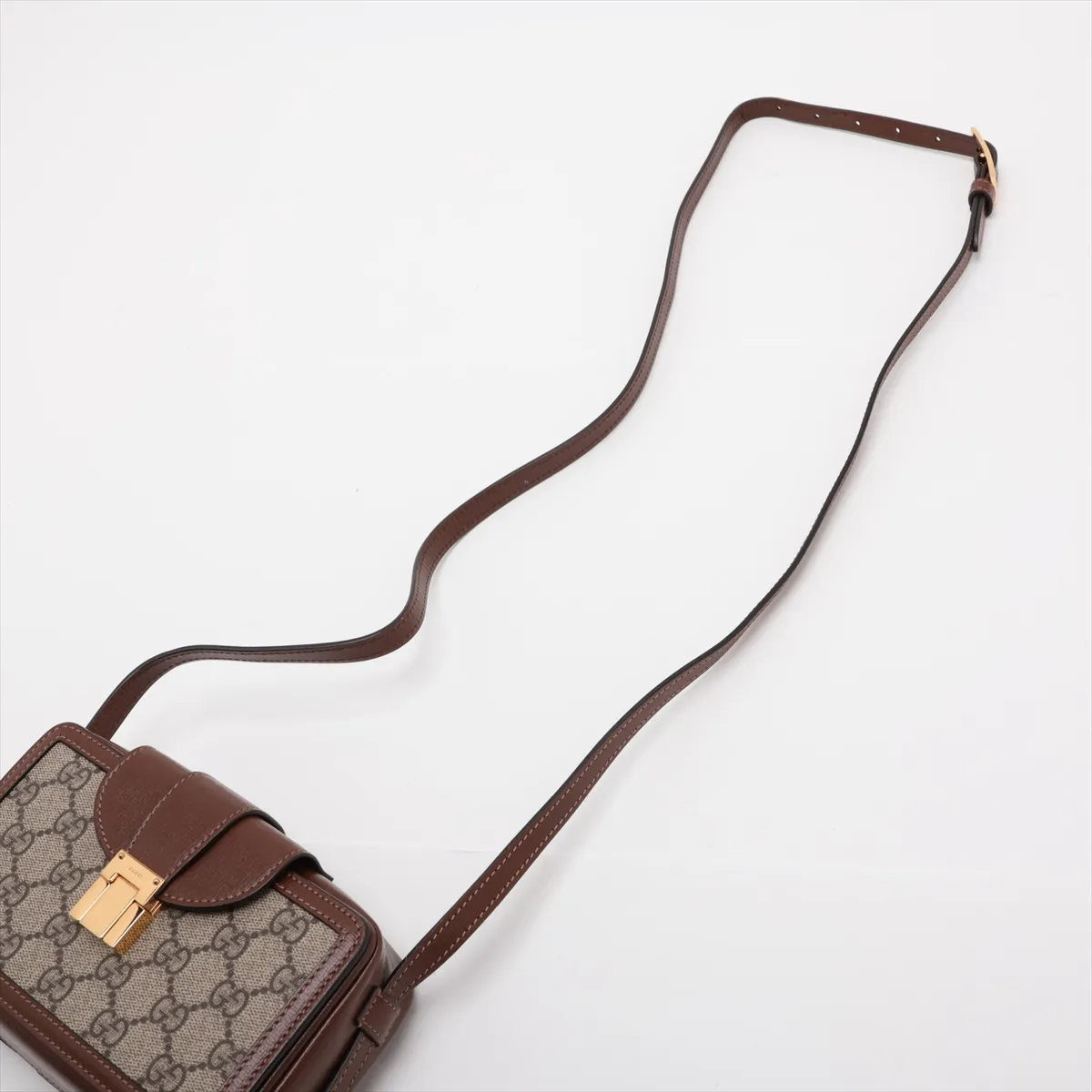 GG Supreme 614368 PVC x Leather Shoulder Bag, Beige x Brown — view 5