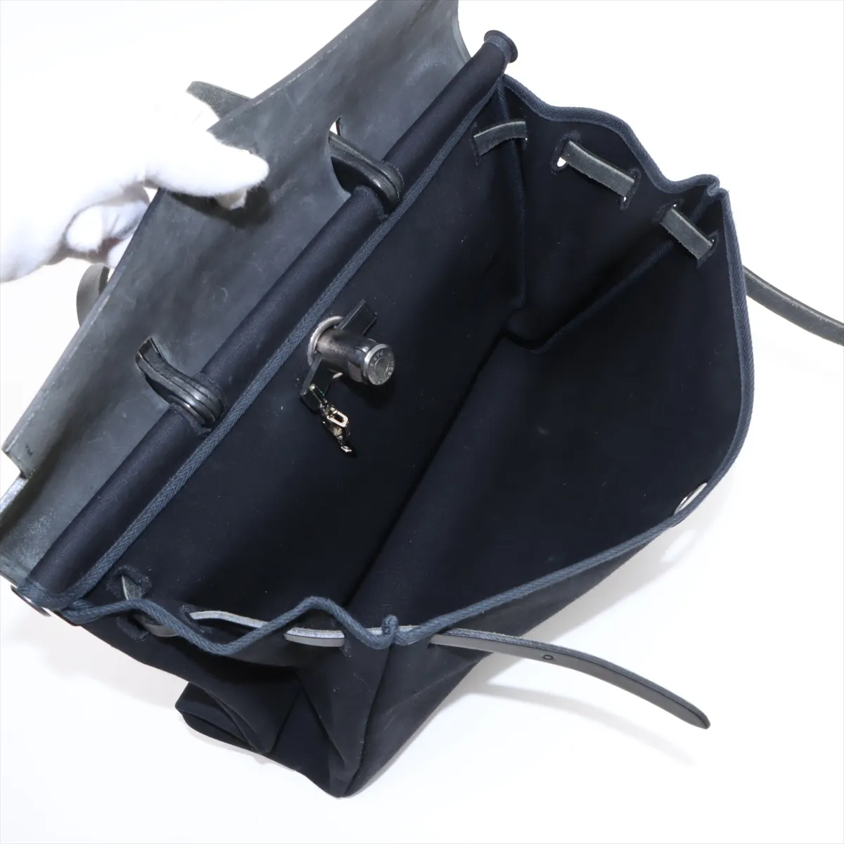 Ale Bag MM Toile Officier x Vache Hunter Black Silver Hardware D:2000 — view 8