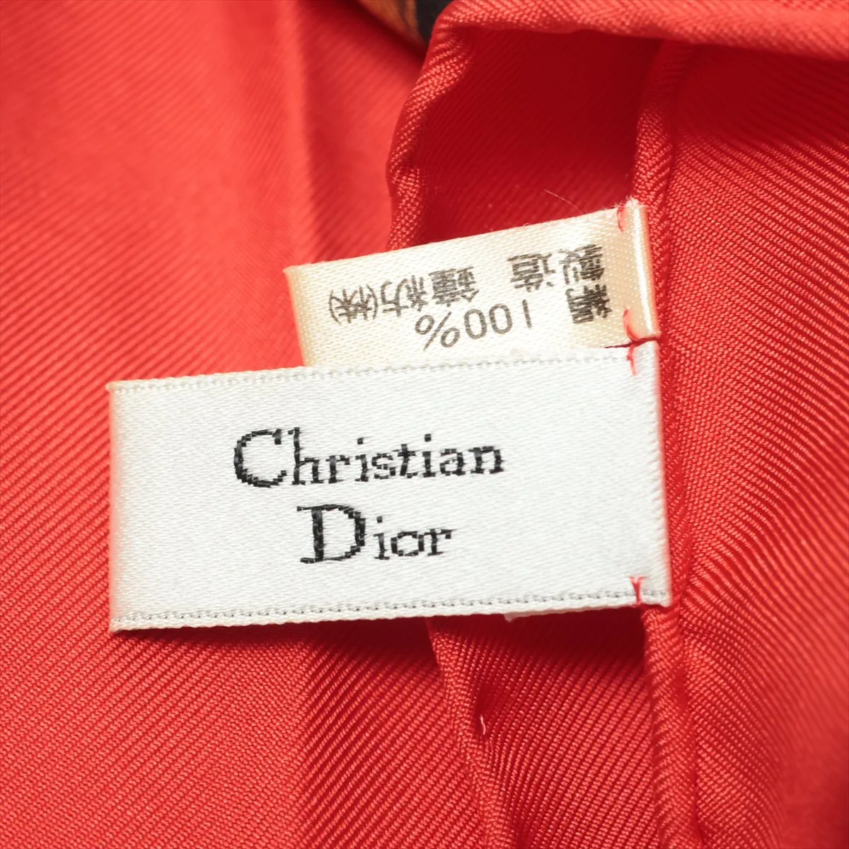 Logo Scarf Silk Red Thread Burnt Discoloration — view 6