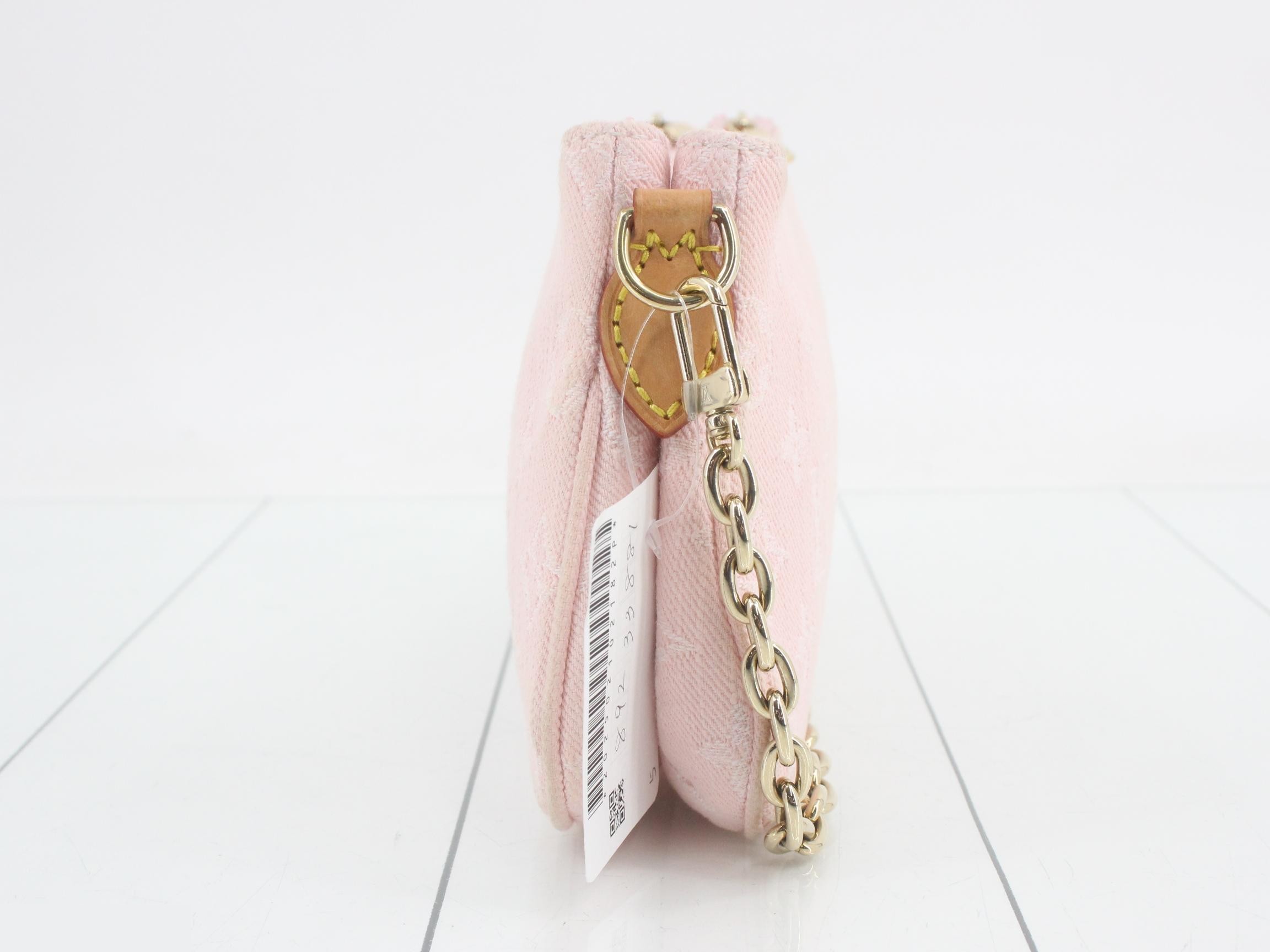 Monogram Denim Pochette Rive Washed Pink 2-Way Shoulder Bag — view 3