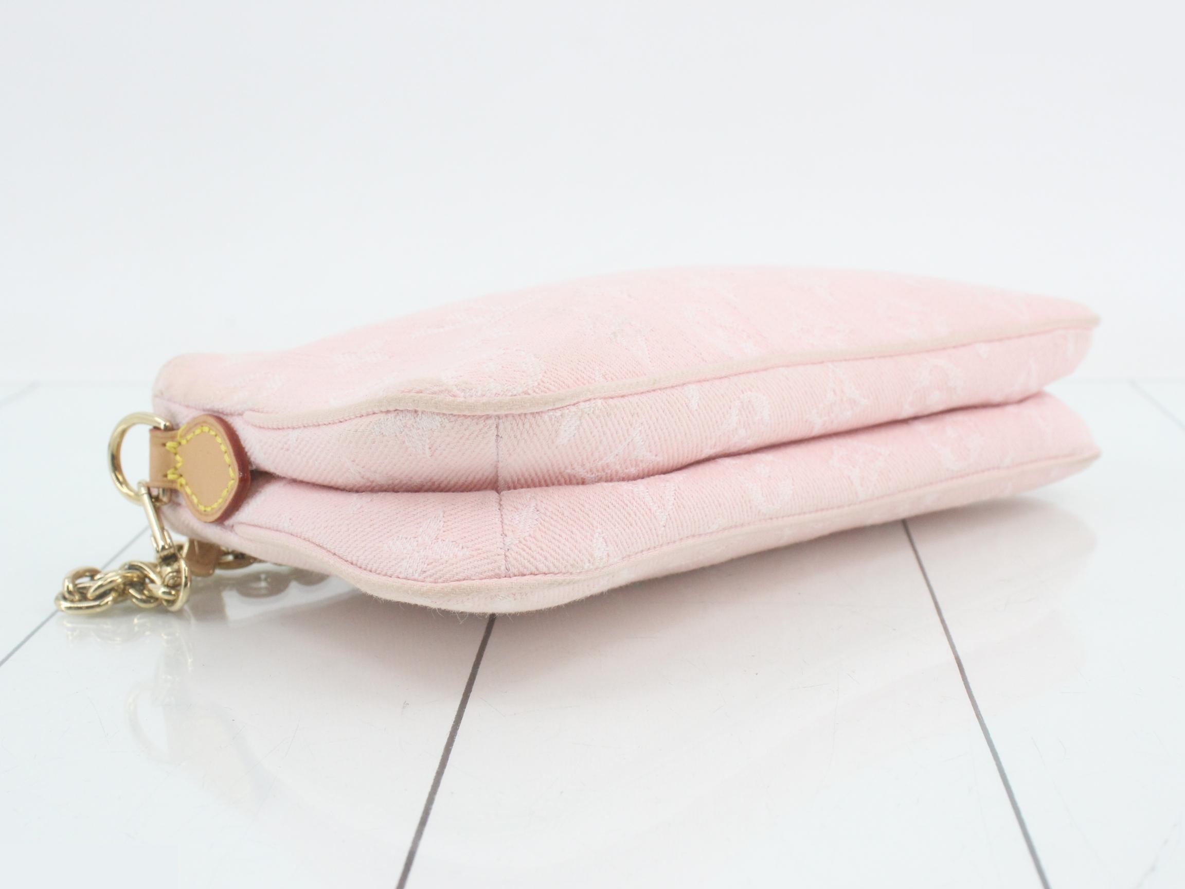 Monogram Denim Pochette Rive Washed Pink 2-Way Shoulder Bag — view 5