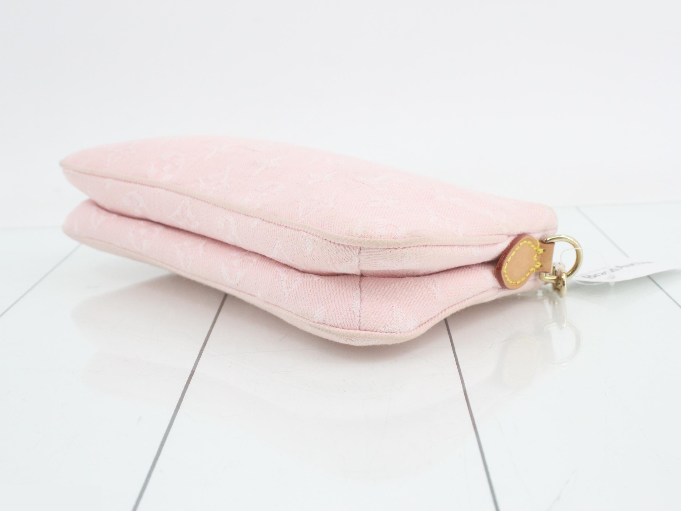 Monogram Denim Pochette Rive Washed Pink 2-Way Shoulder Bag — view 6