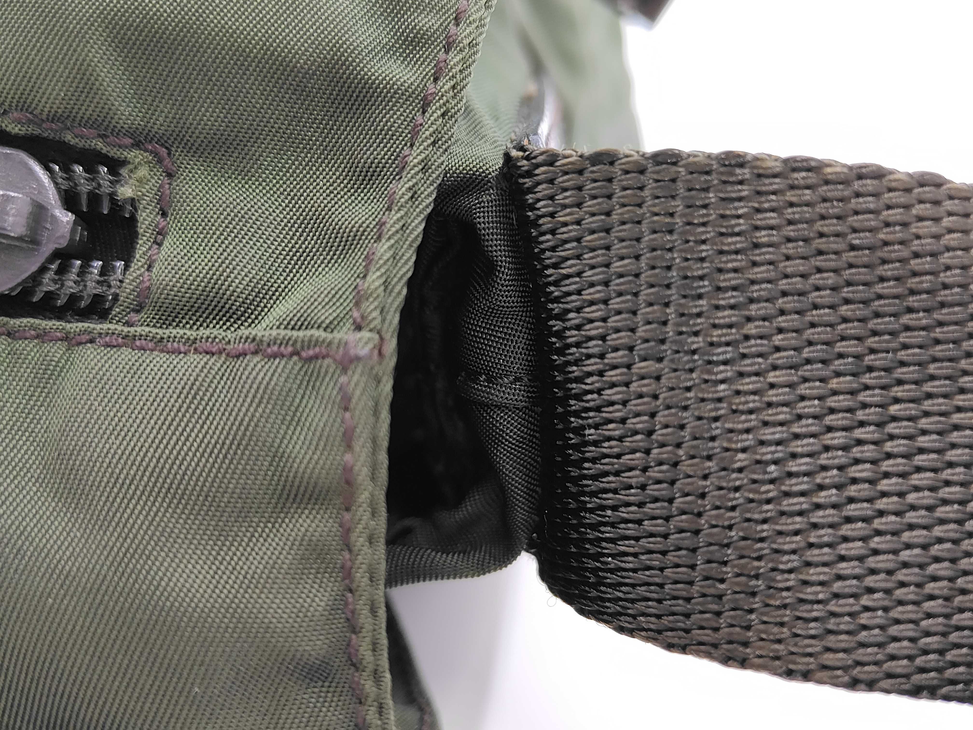 Nylon Shoulder Bag with Triangle Plate and Silver Hardware, B5469F, Khaki — view 5