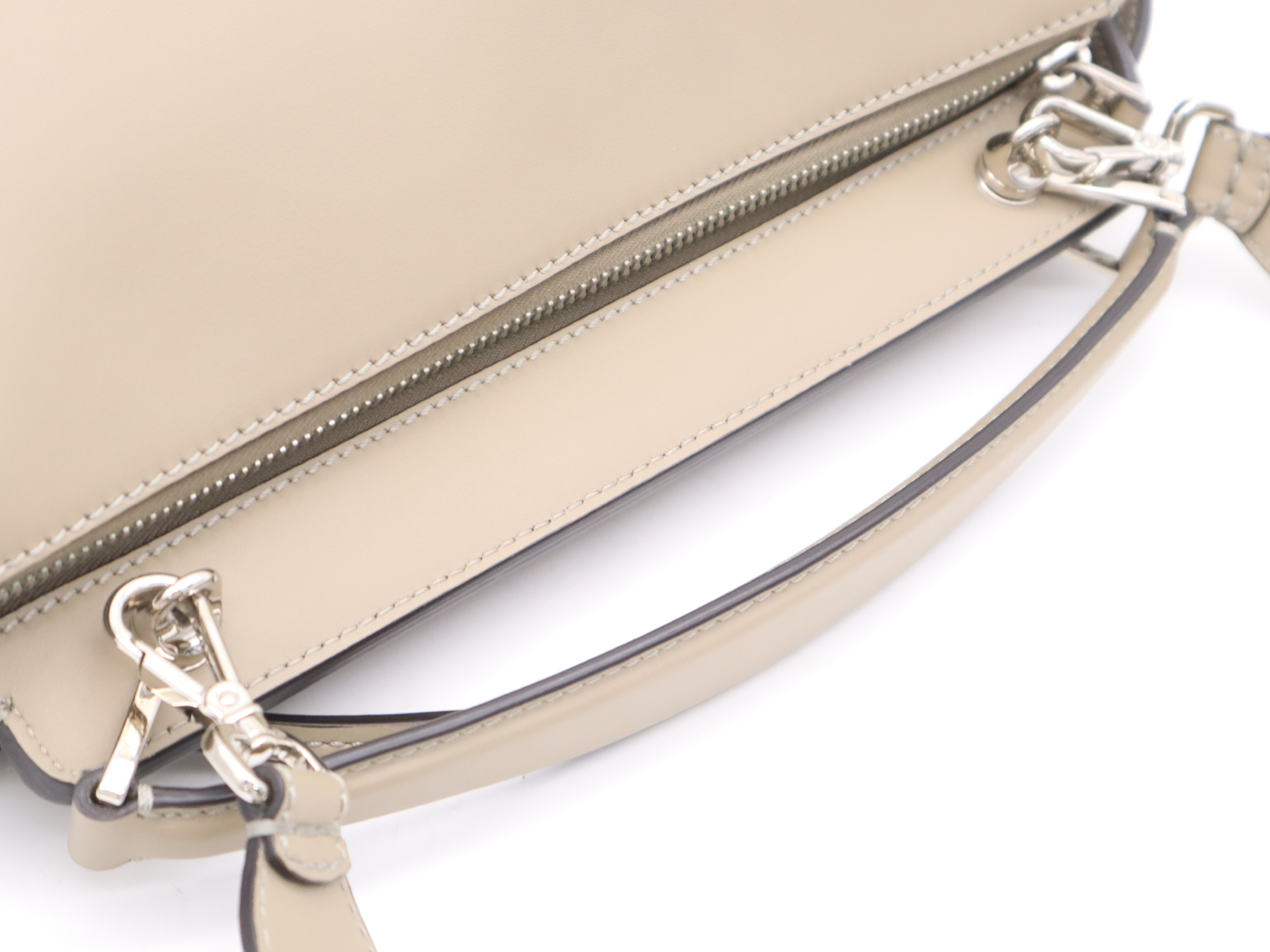 Leather.com 2-Way Handbag, Khaki, with Shoulder Strap and Dust Bag. — view 6