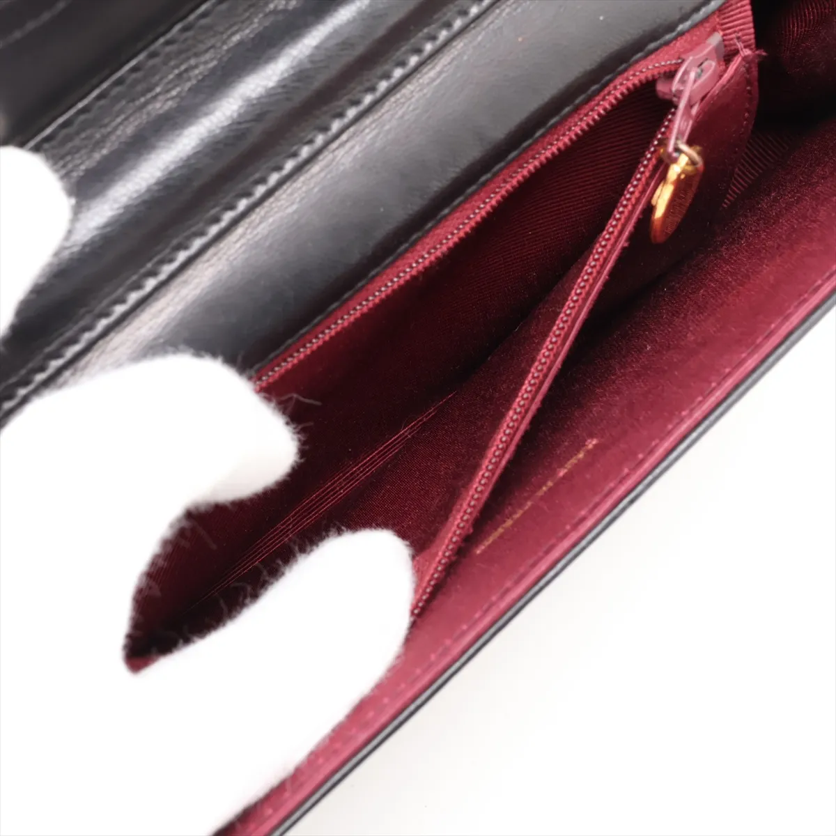 Wave Stitch Lambskin Chain Shoulder Bag, Half Moon, Black, Gold Hardware — view 7