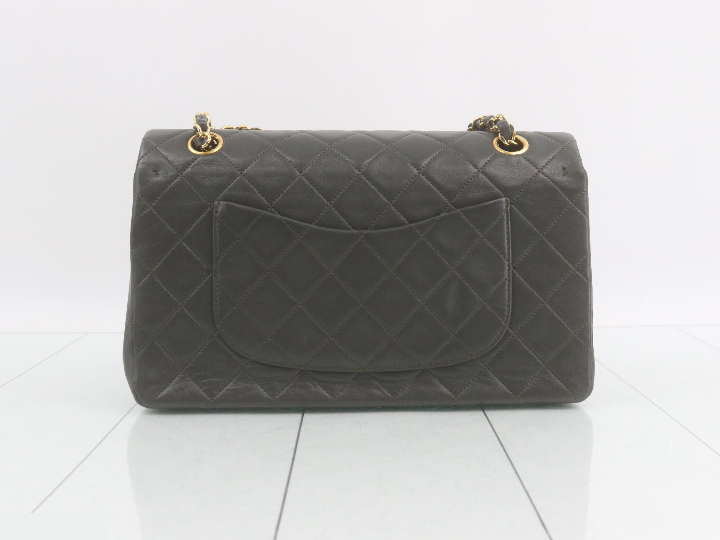 Matelassé Double Flap Shoulder Bag, Khaki, Item No. 1 — view 2