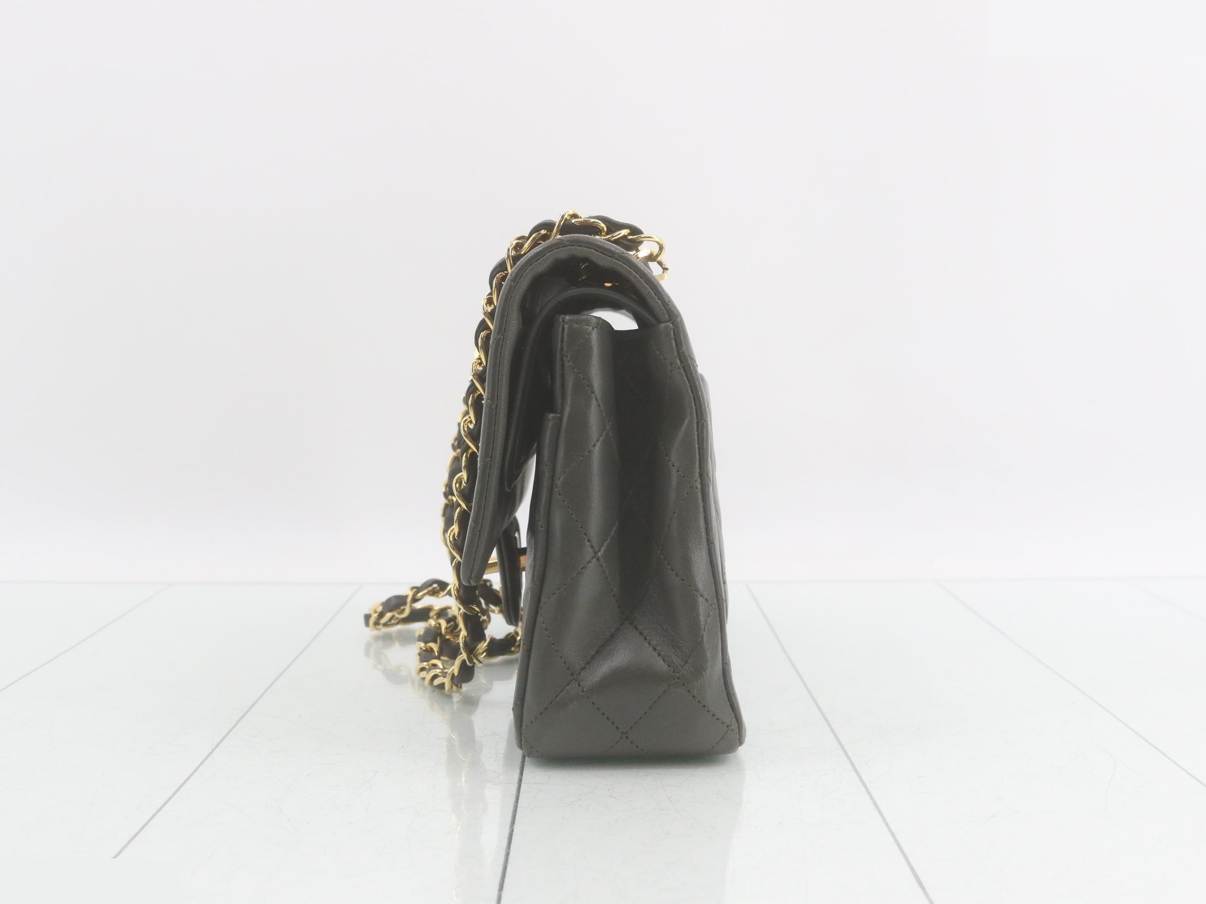 Matelassé Double Flap Shoulder Bag, Khaki, Item No. 1 — view 3