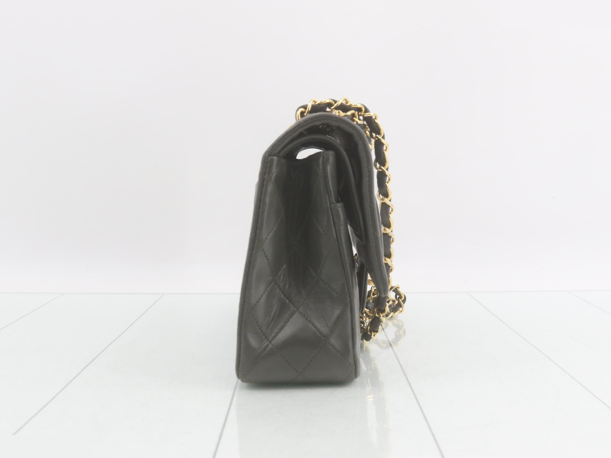 Matelassé Double Flap Shoulder Bag, Khaki, Item No. 1 — view 4
